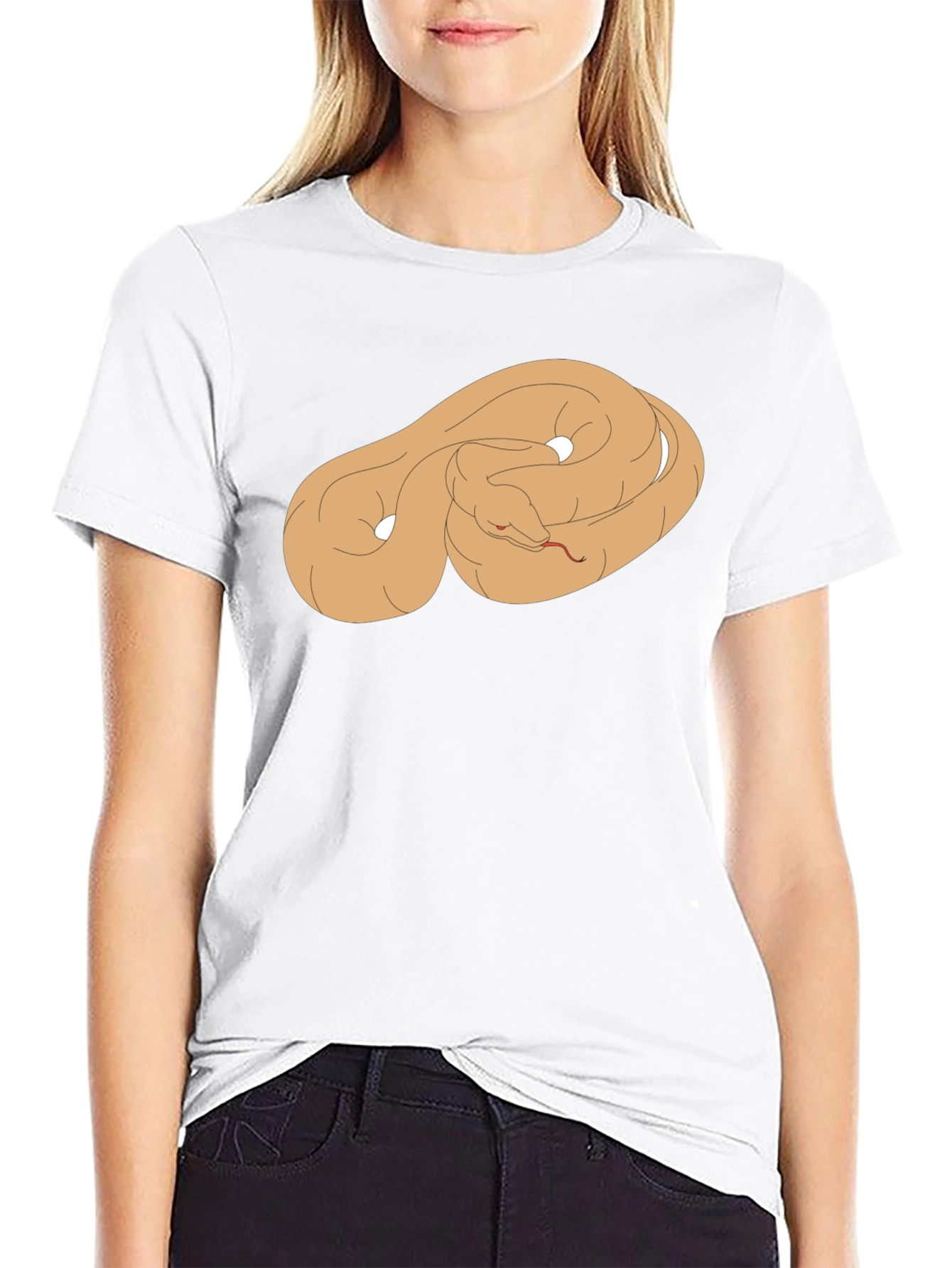 Black T-Shirt with Coiled Snake Graphic