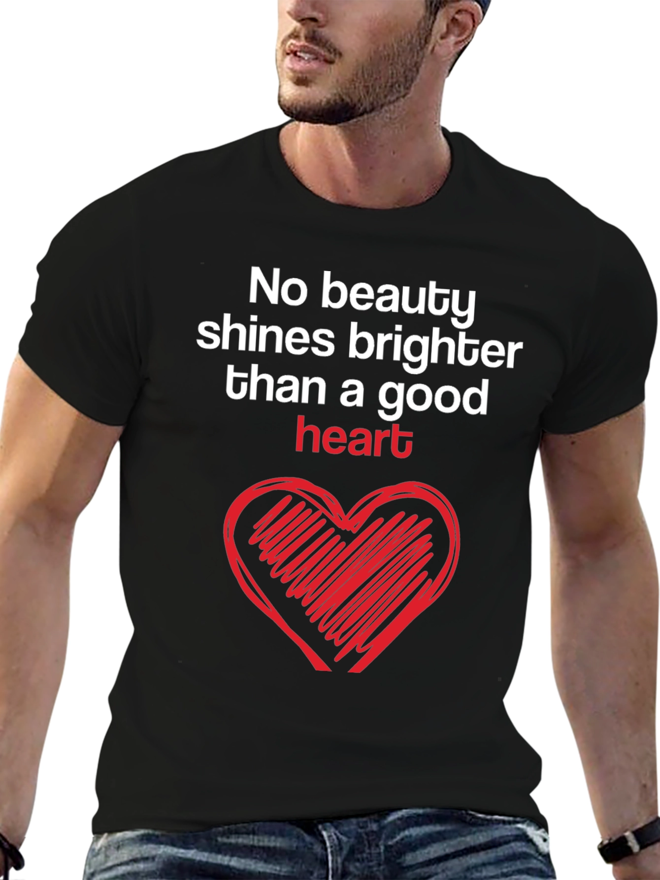 Good Heart Graphic Tee - Inspirational Black T-Shirt