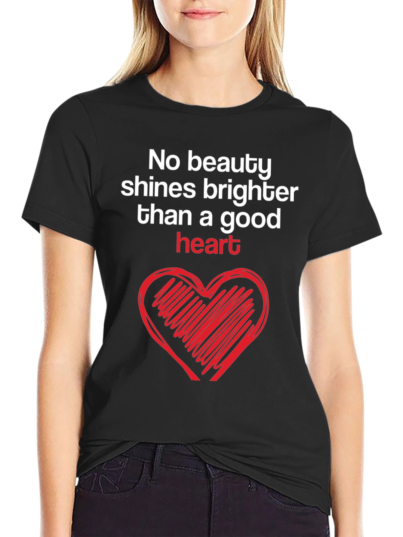 Good Heart Graphic Tee - Inspirational Black T-Shirt