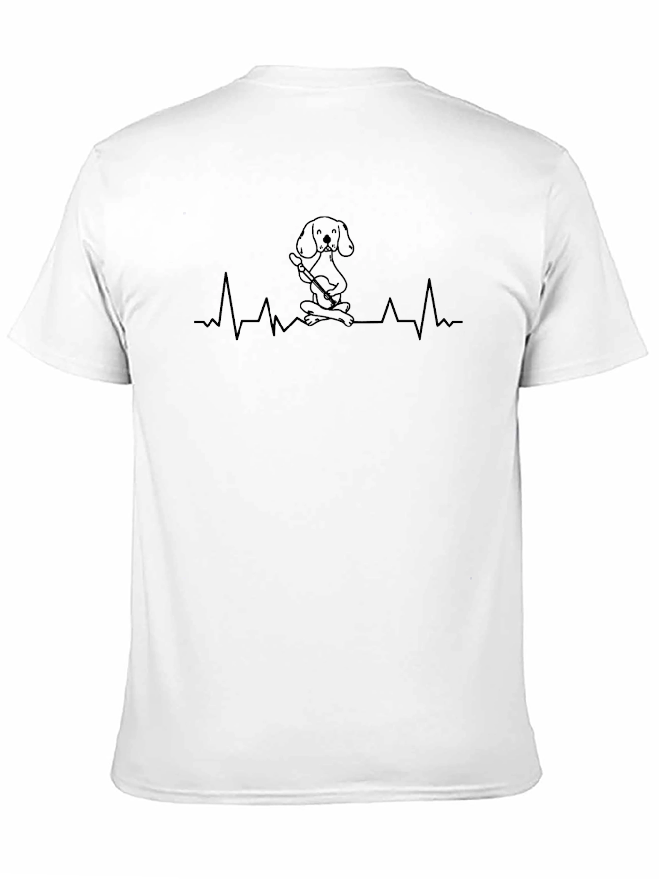 Dog Guitarist Heartbeat T-Shirt - Black
