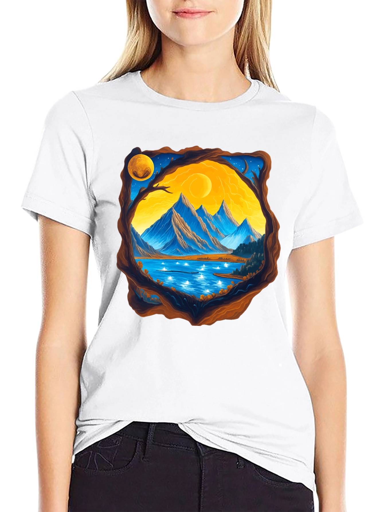Mountain Lake View Graphic T-Shirt