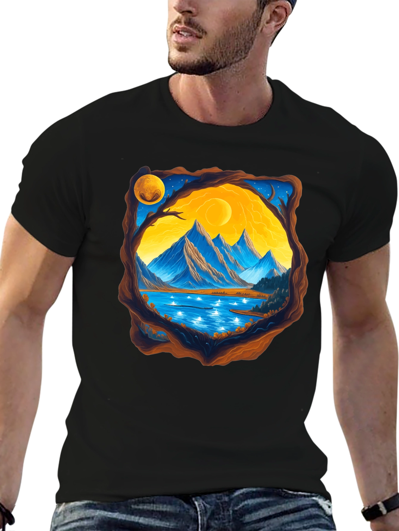 Mountain Lake View Graphic T-Shirt