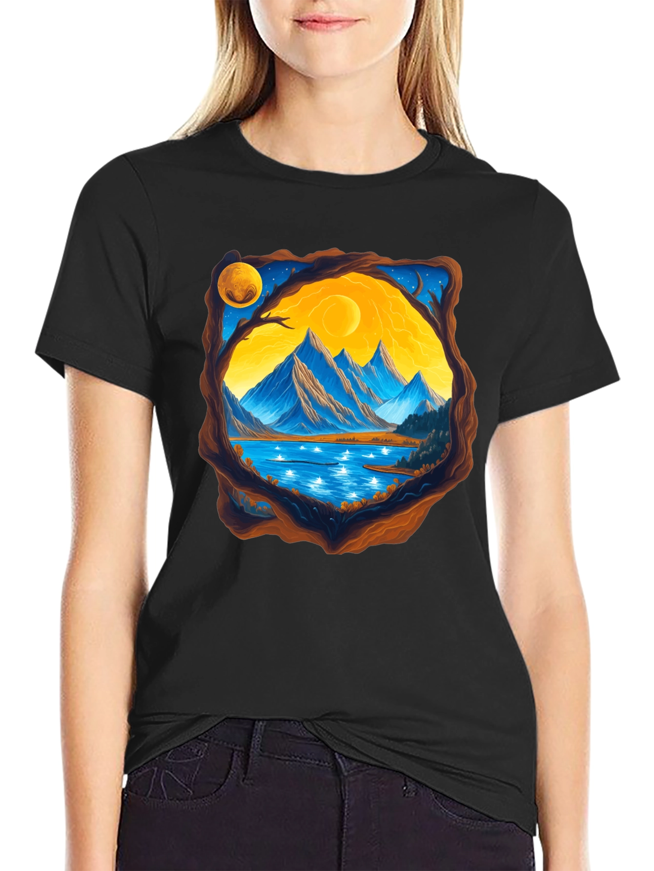 Mountain Lake View Graphic T-Shirt