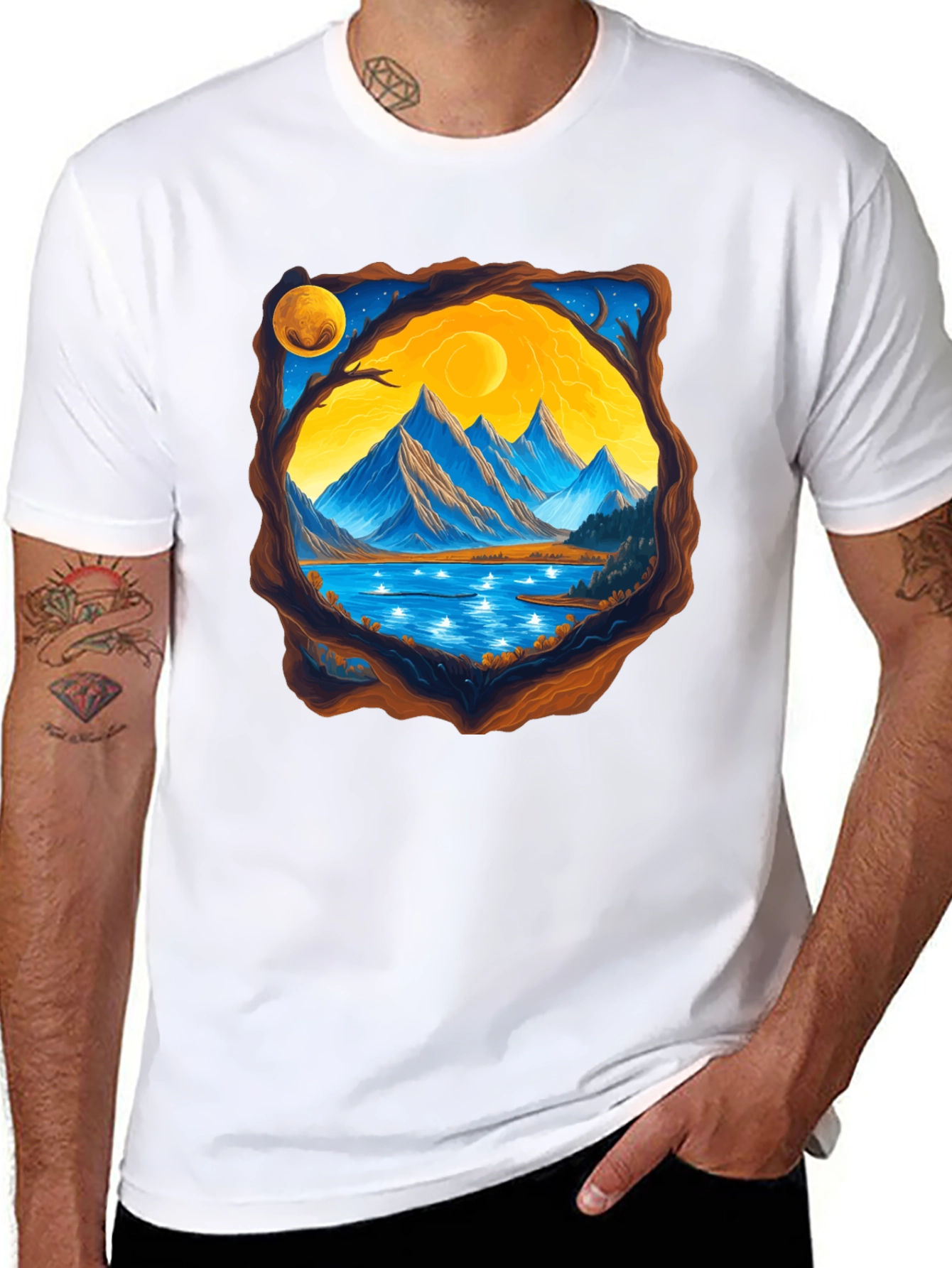 Mountain Lake View Graphic T-Shirt