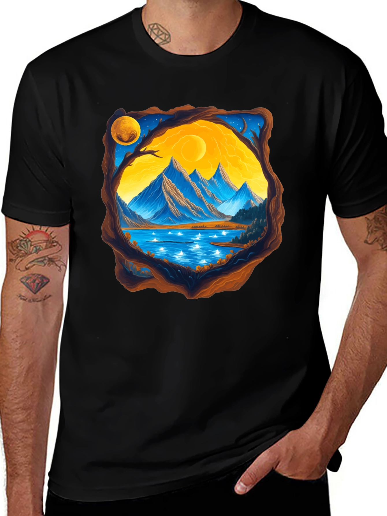 Mountain Lake View Graphic T-Shirt