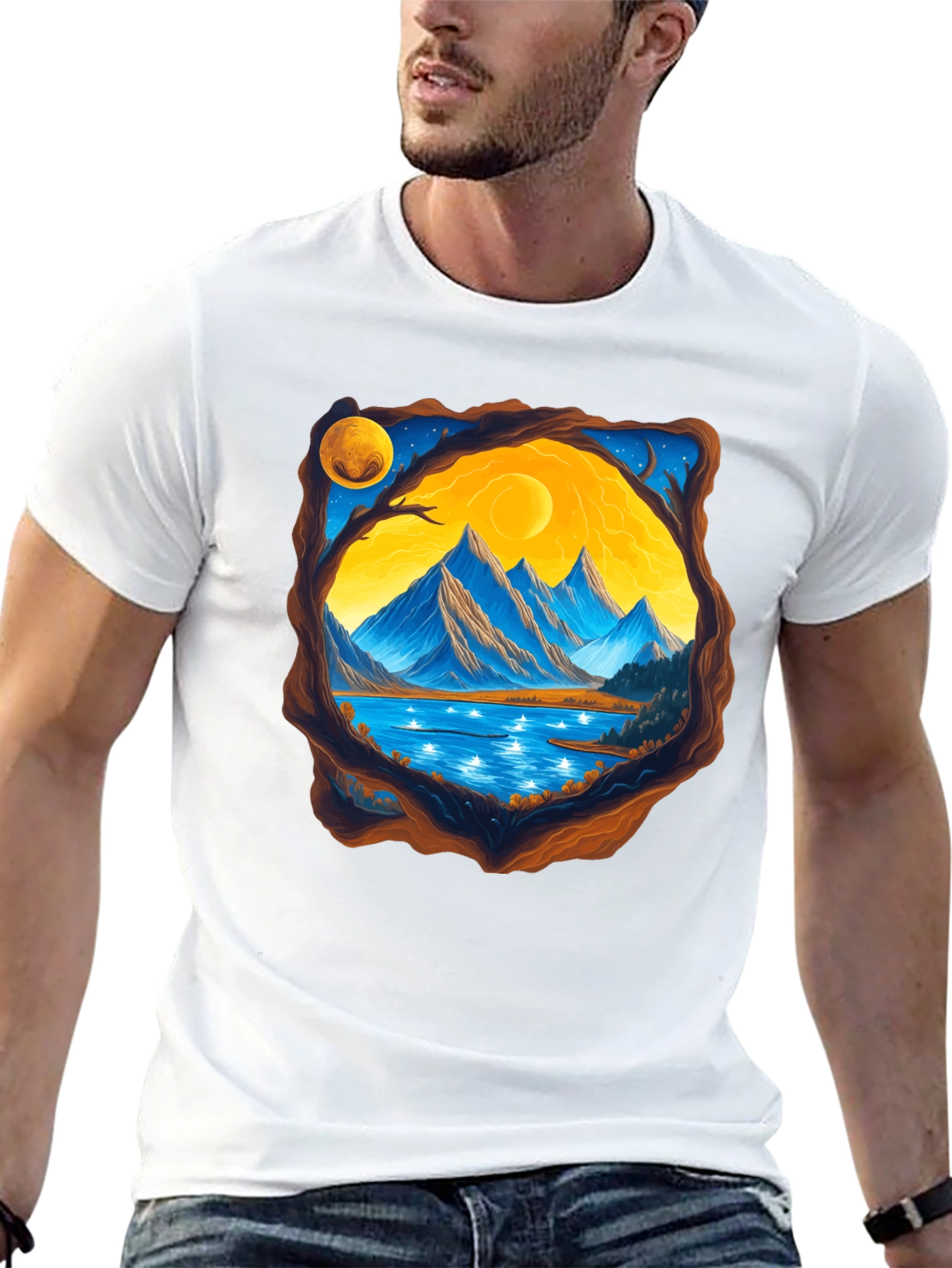 Mountain Lake View Graphic T-Shirt
