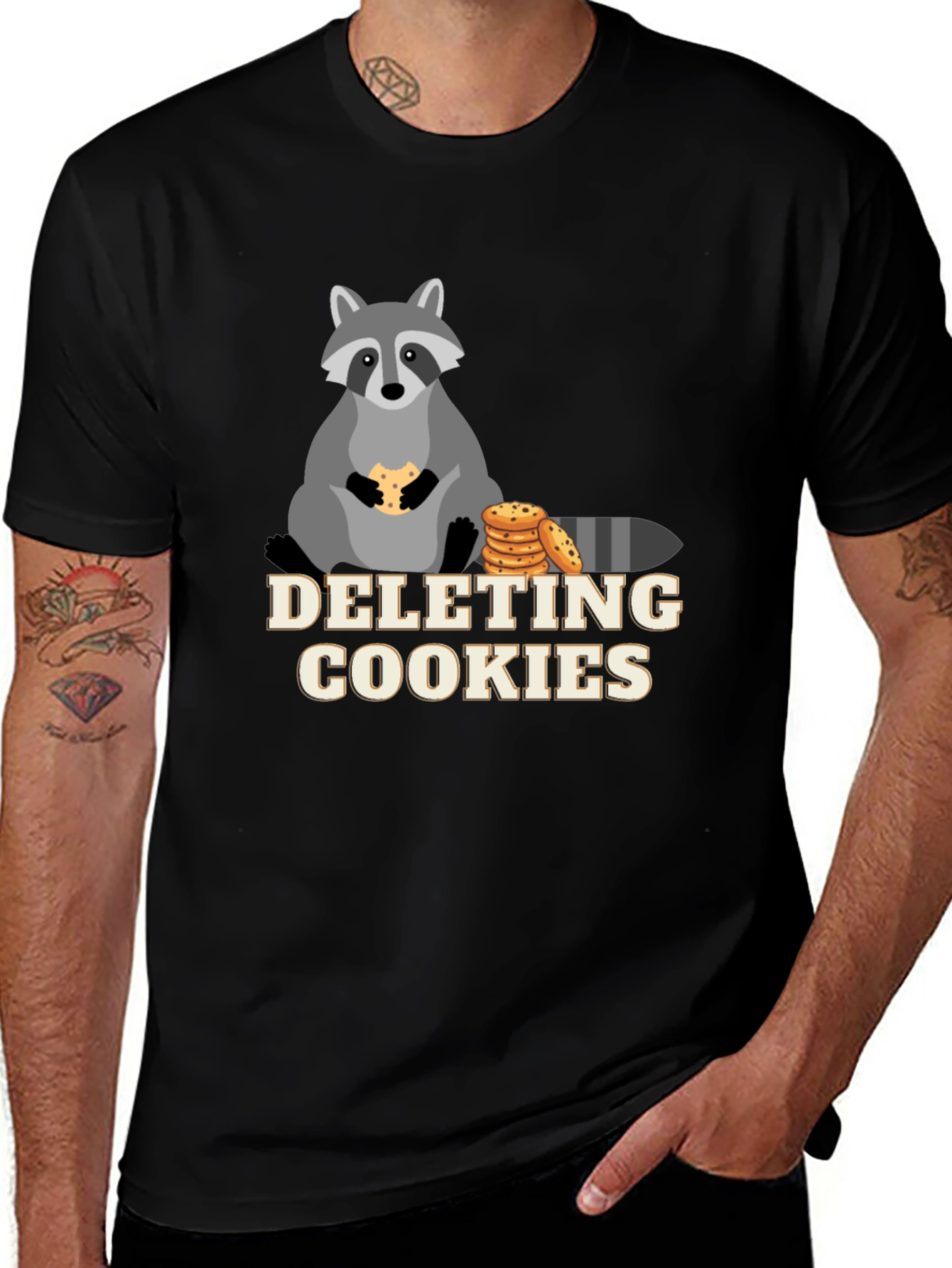 Funny Deleting Cookies Raccoon Graphic Tee