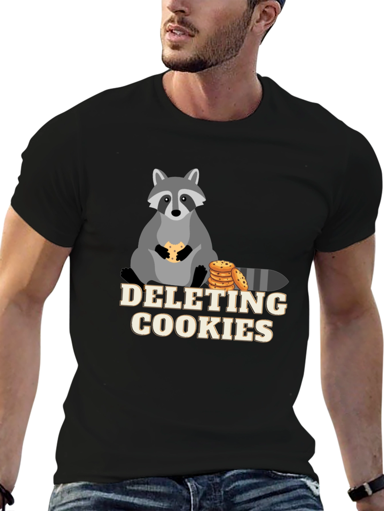 Funny Deleting Cookies Raccoon Graphic Tee