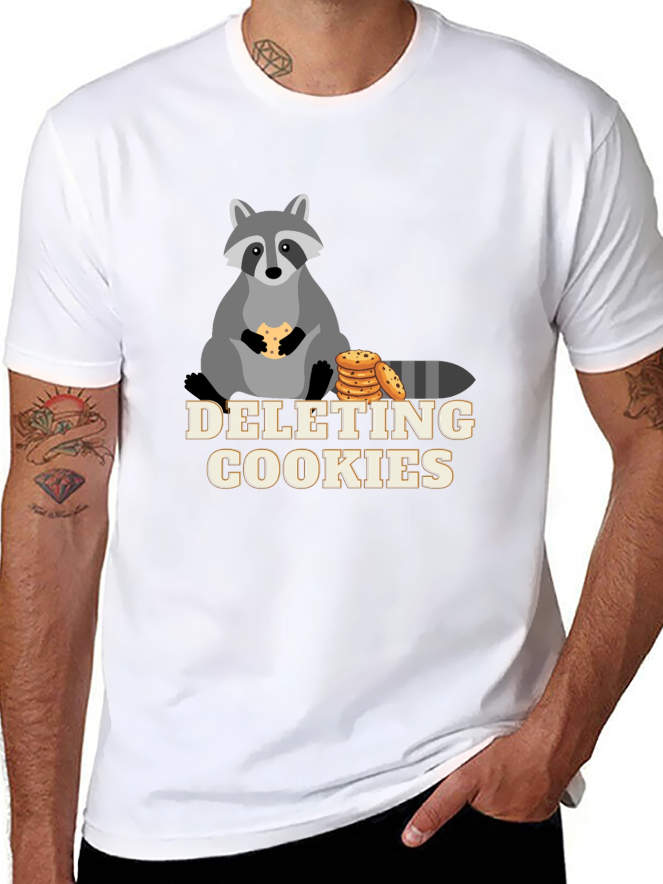 Funny Deleting Cookies Raccoon Graphic Tee