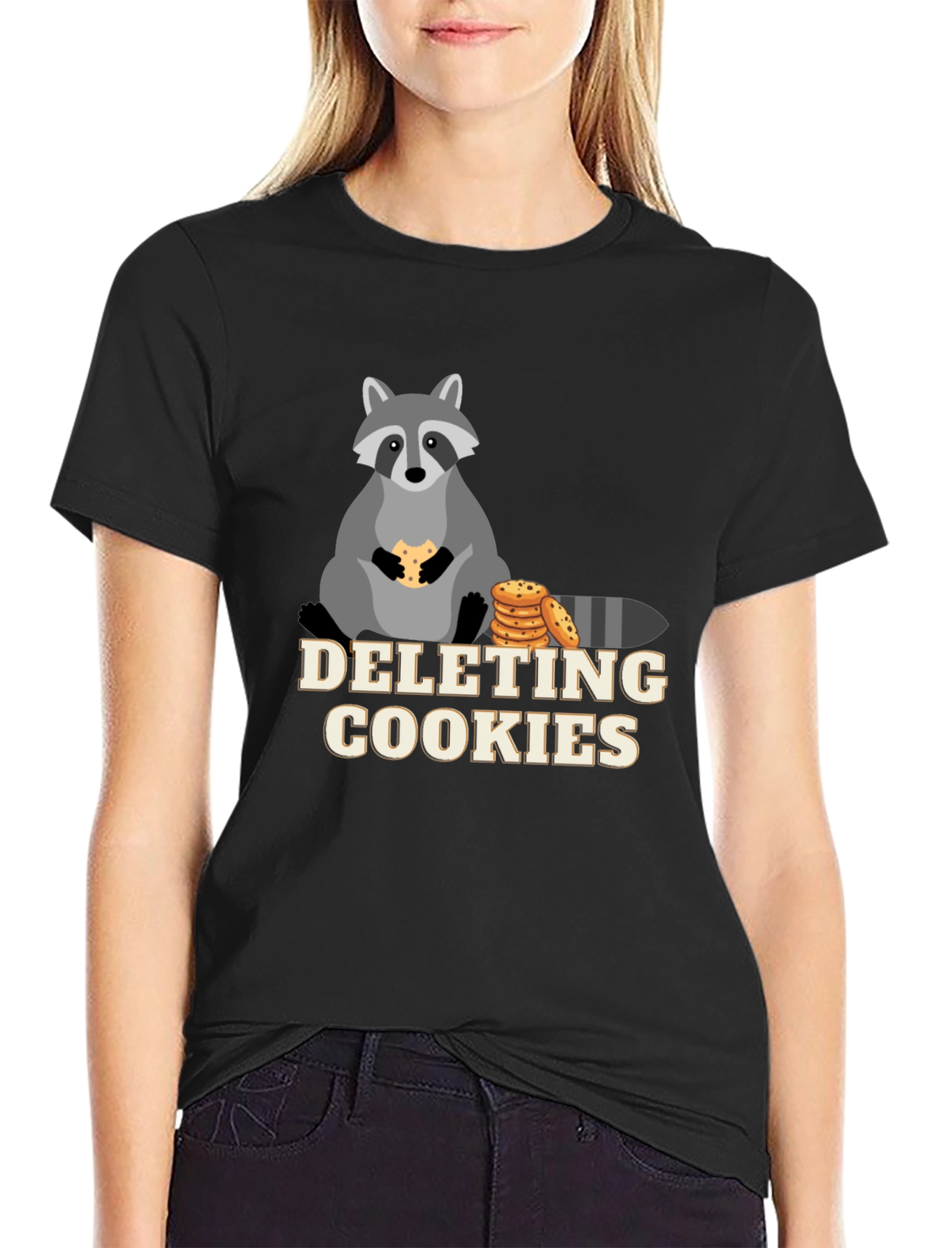 Funny Deleting Cookies Raccoon Graphic Tee