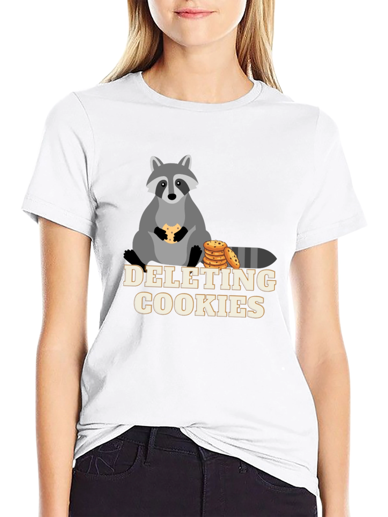 Funny Deleting Cookies Raccoon Graphic Tee
