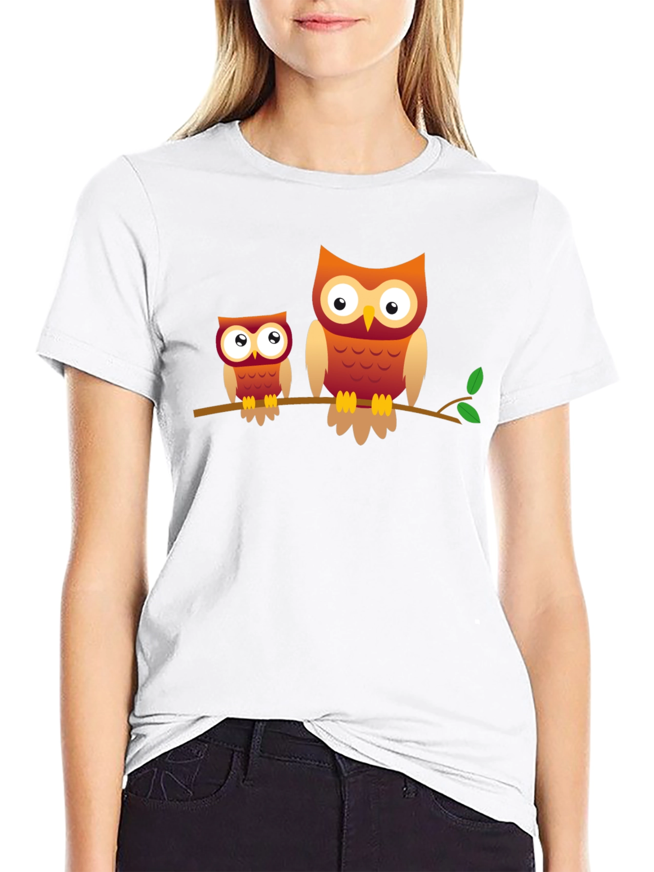 Owl Family Graphic Tee - Black Cotton T-Shirt
