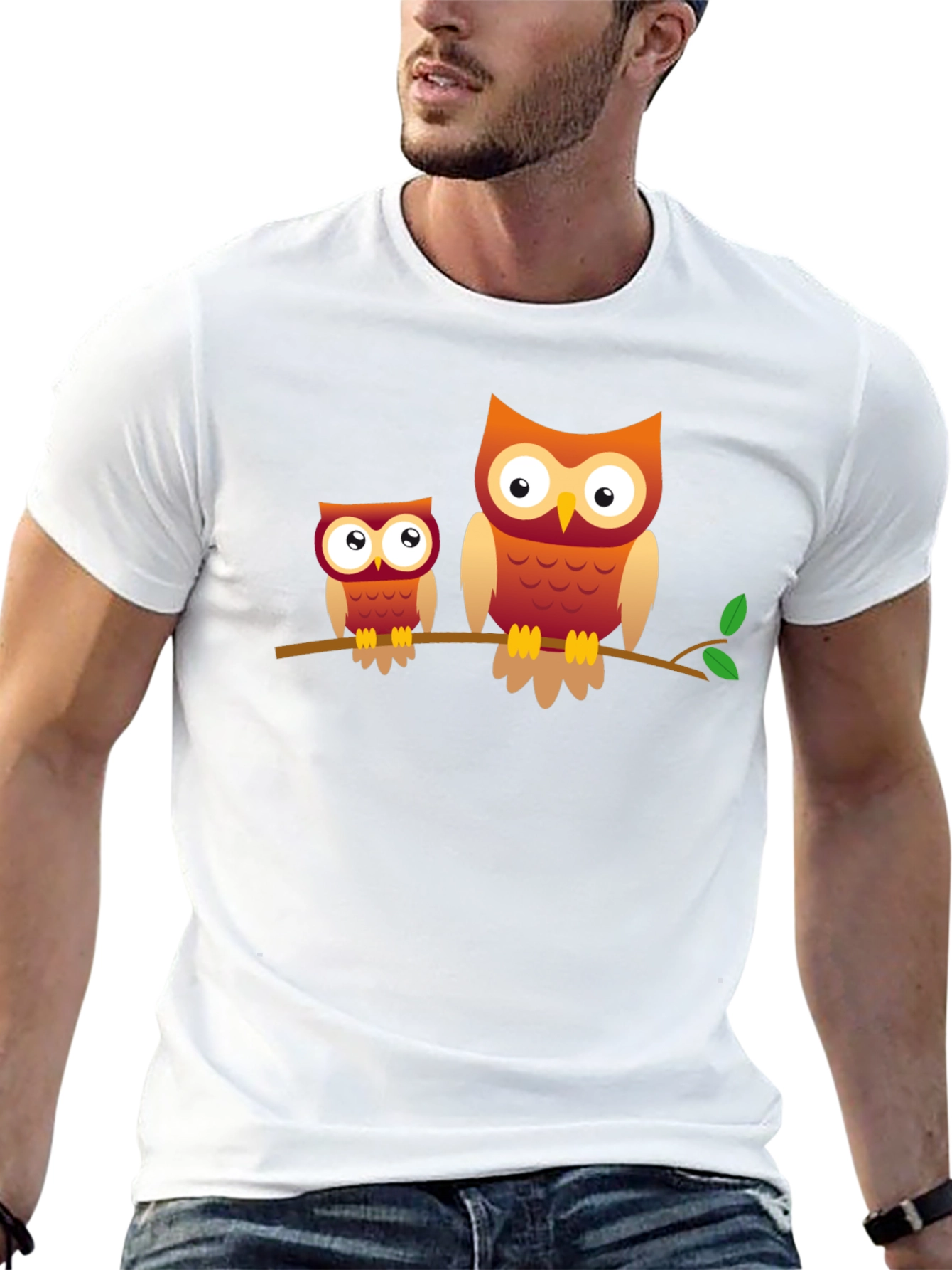 Owl Family Graphic Tee - Black Cotton T-Shirt