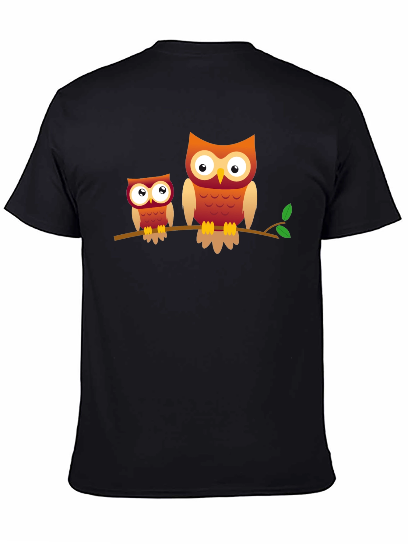 Owl Family Graphic Tee - Black Cotton T-Shirt