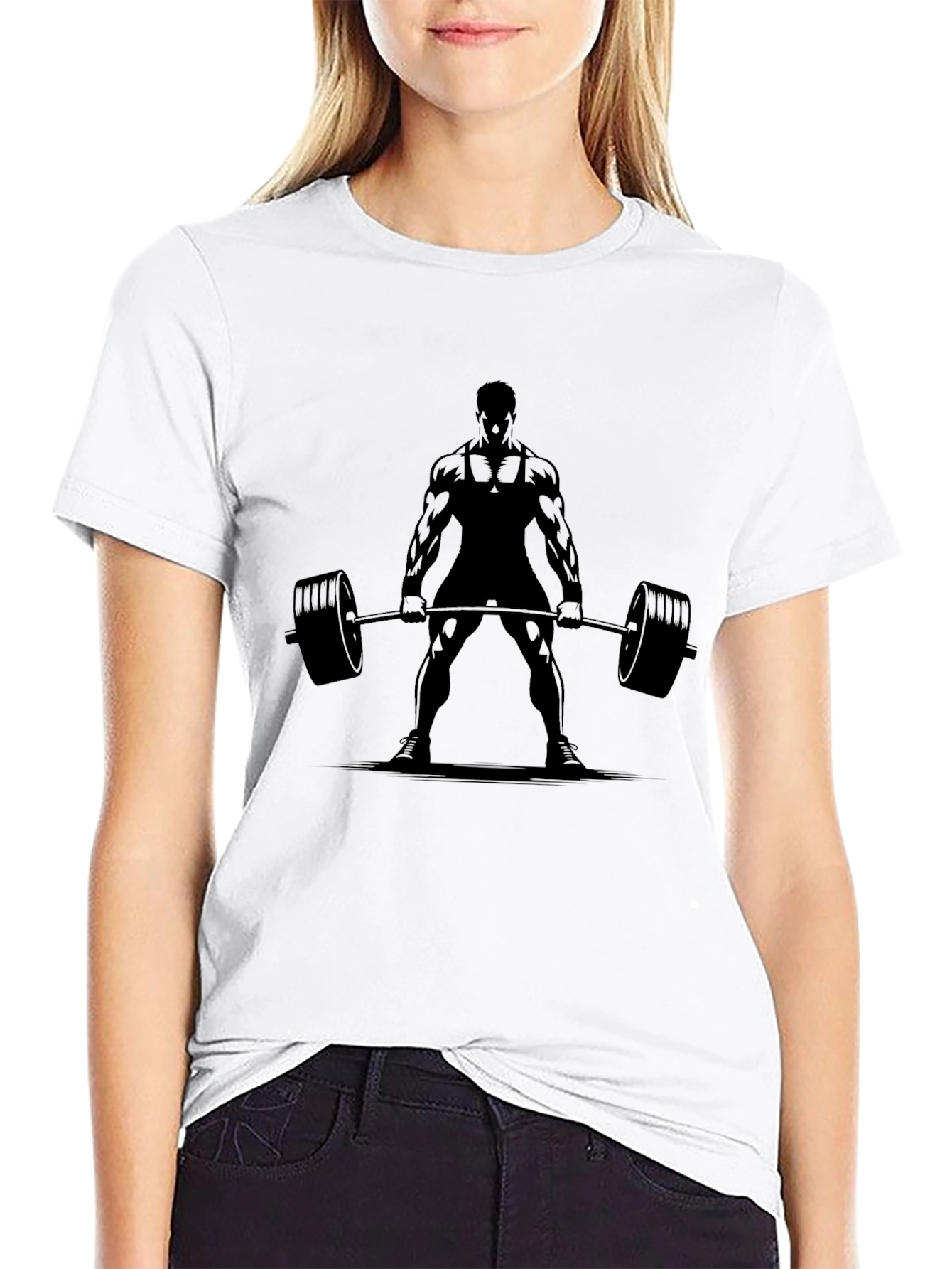 Black Gym T-Shirt with Weightlifter Design