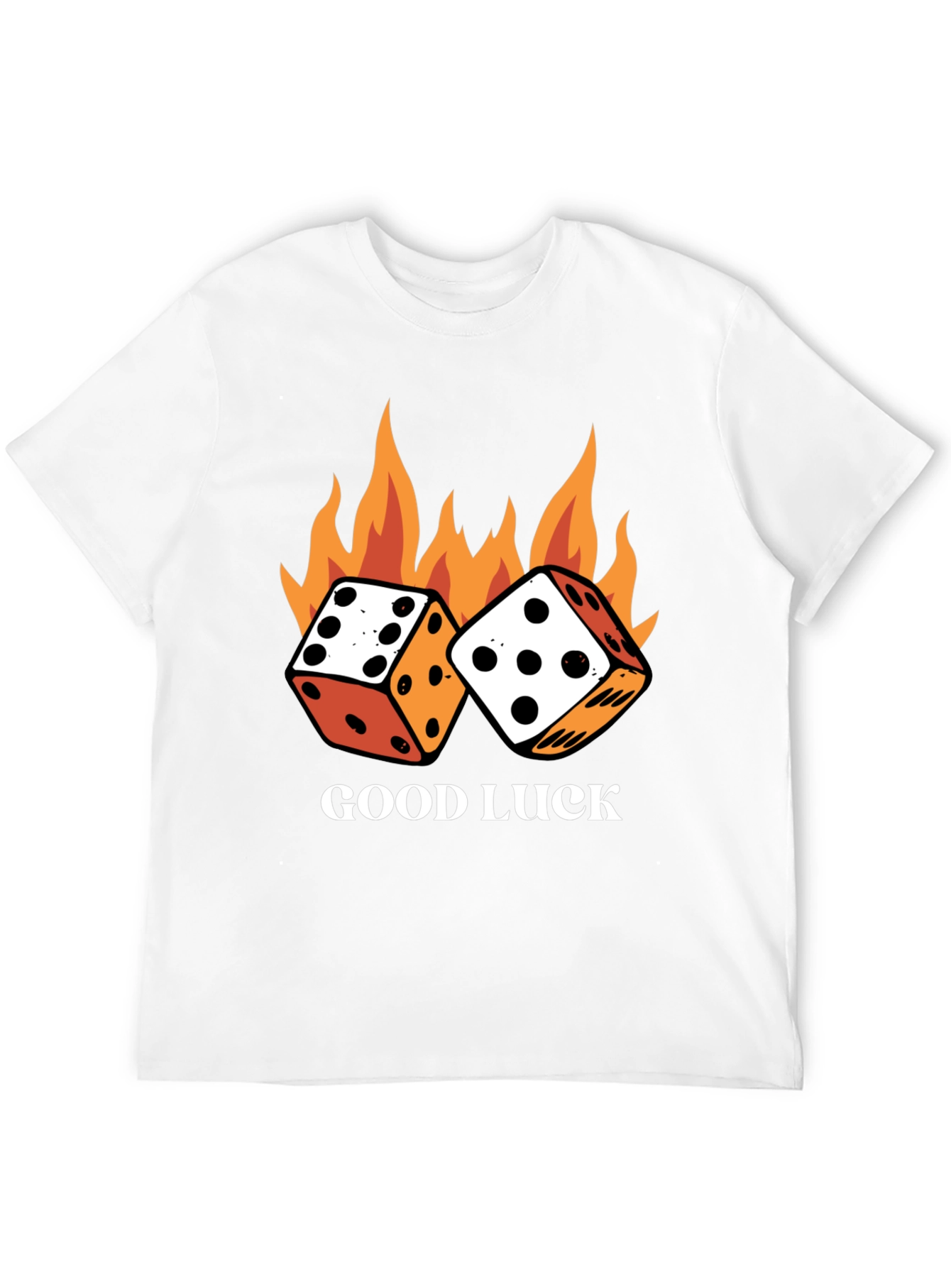 Good Luck Dice Flames Graphic Black T-Shirt