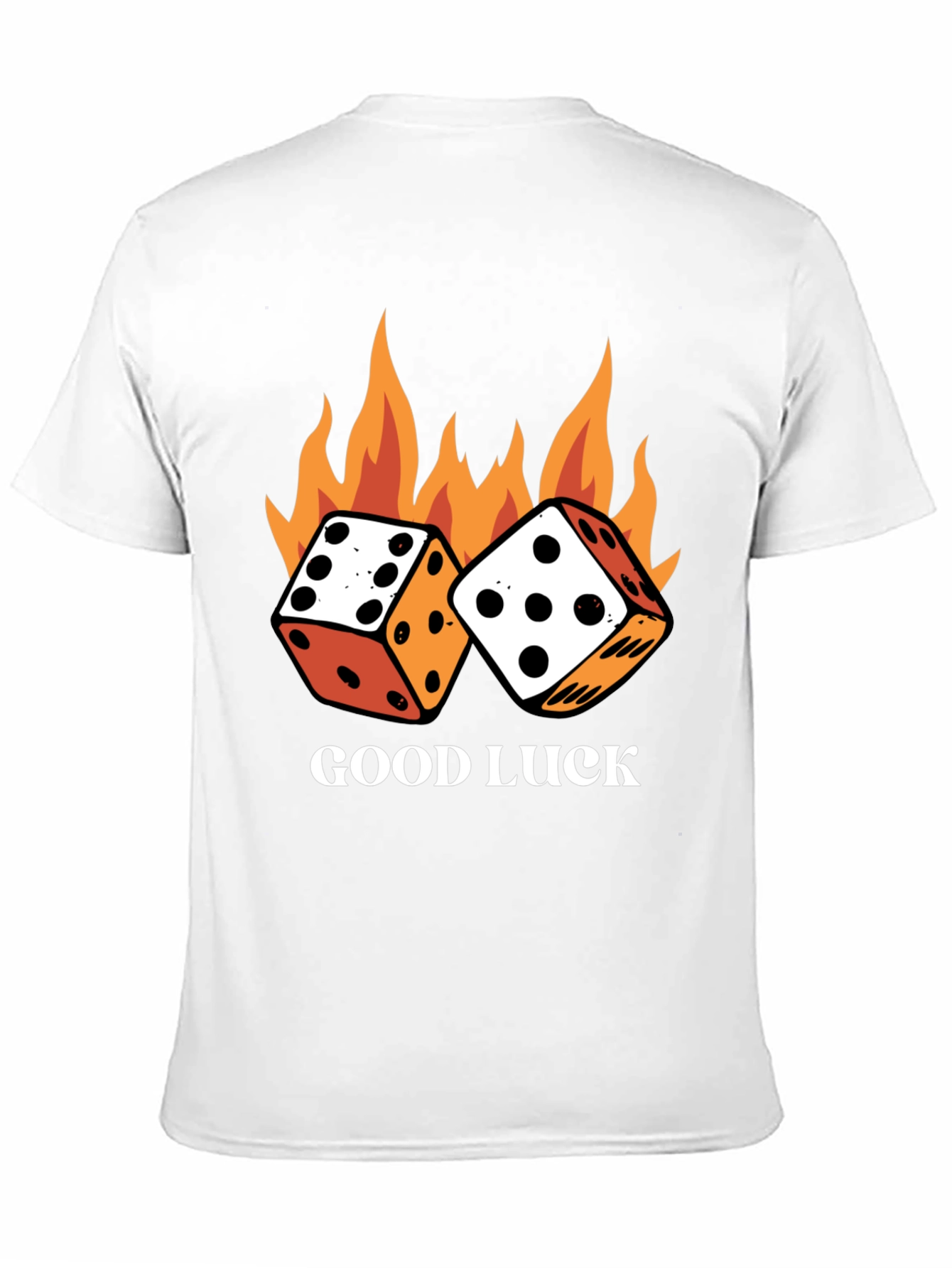 Good Luck Dice Flames Graphic Black T-Shirt