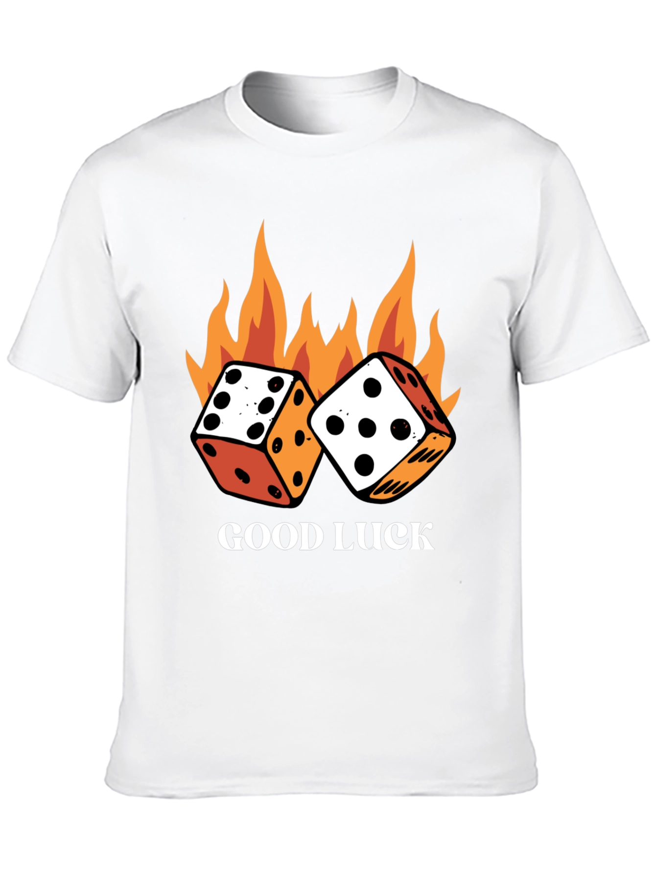 Good Luck Dice Flames Graphic Black T-Shirt