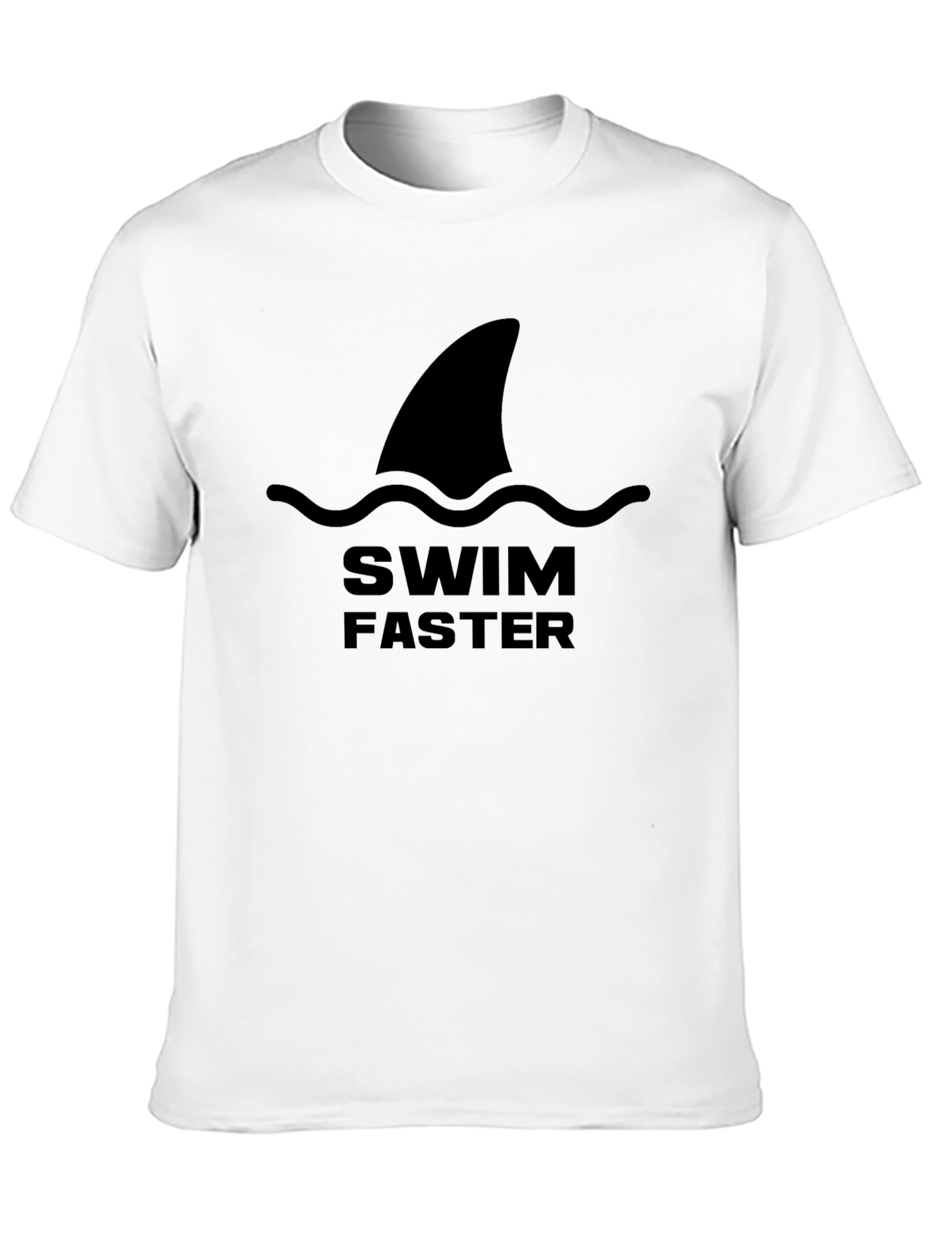 Swim Faster Shark Fin T-Shirt - Bold Black Tee