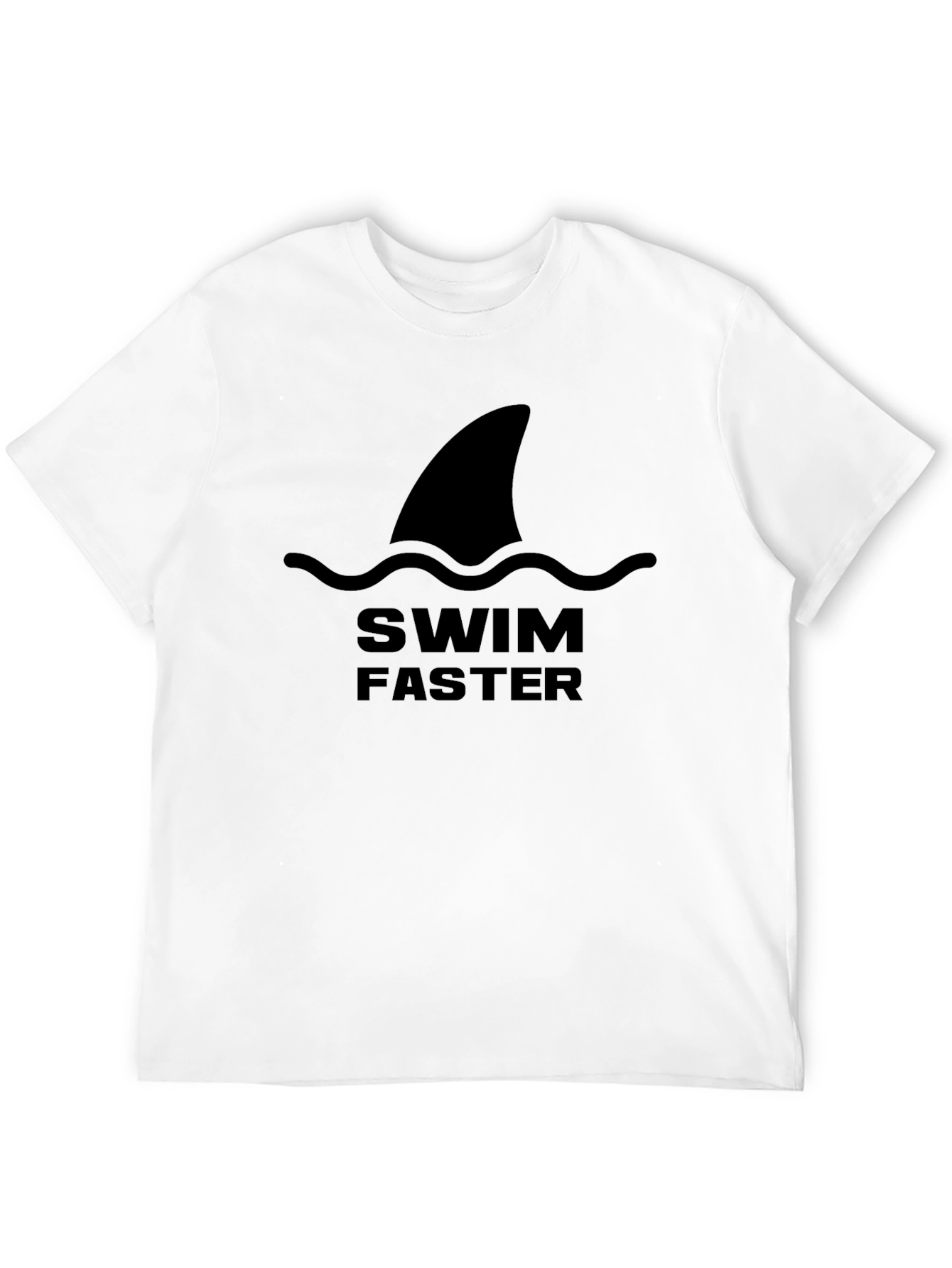 Swim Faster Shark Fin T-Shirt - Bold Black Tee