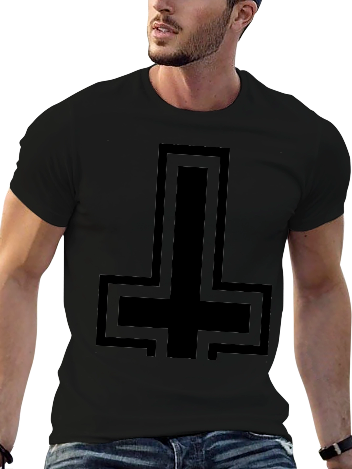 Inverted Cross Graphic T-Shirt - Mens Black