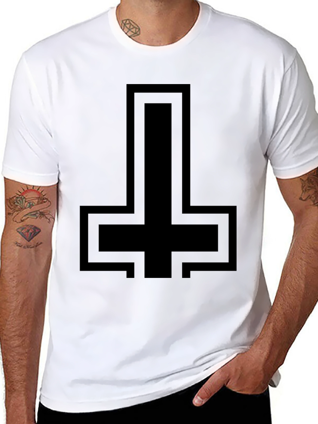 Inverted Cross Graphic T-Shirt - Mens Black