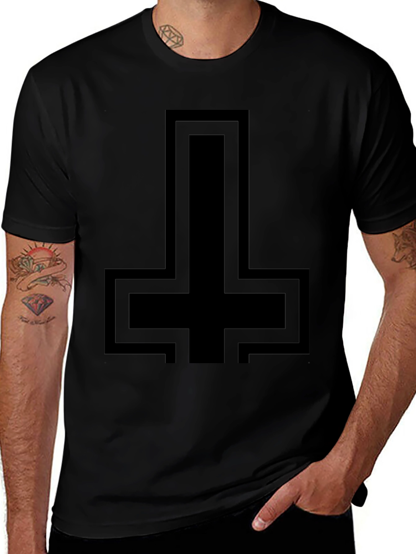 Inverted Cross Graphic T-Shirt - Mens Black