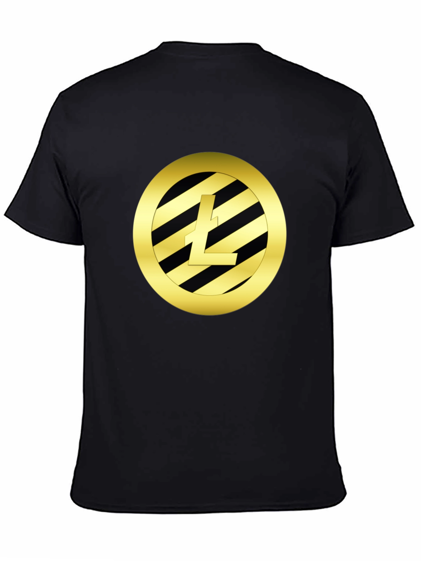 Litecoin Crypto Black T-Shirt - Gold Emblem Design