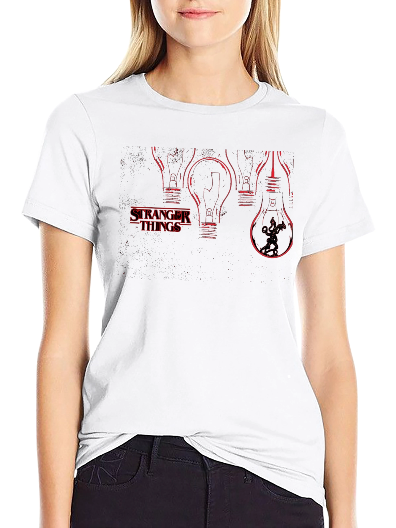 Stranger Things Light Bulb T-Shirt - Black