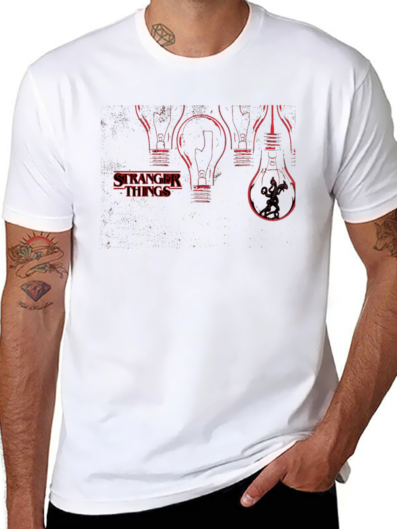 Stranger Things Light Bulb T-Shirt - Black