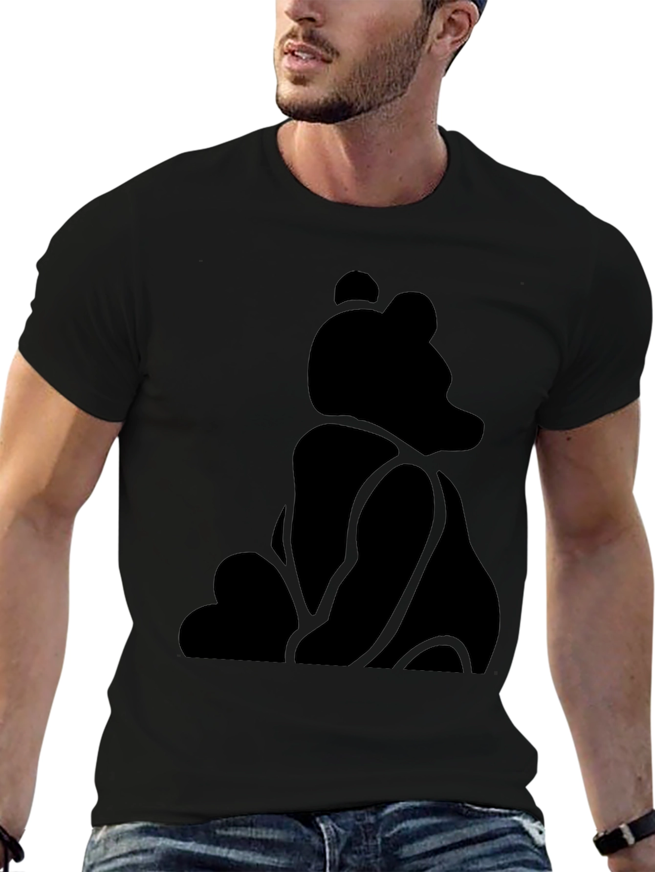Silhouette Bear Graphic Tee - Classic Black