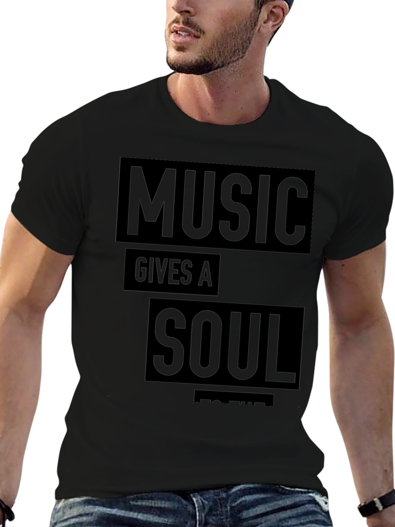 Music Gives A Soul T-Shirt - Black Graphic Tee