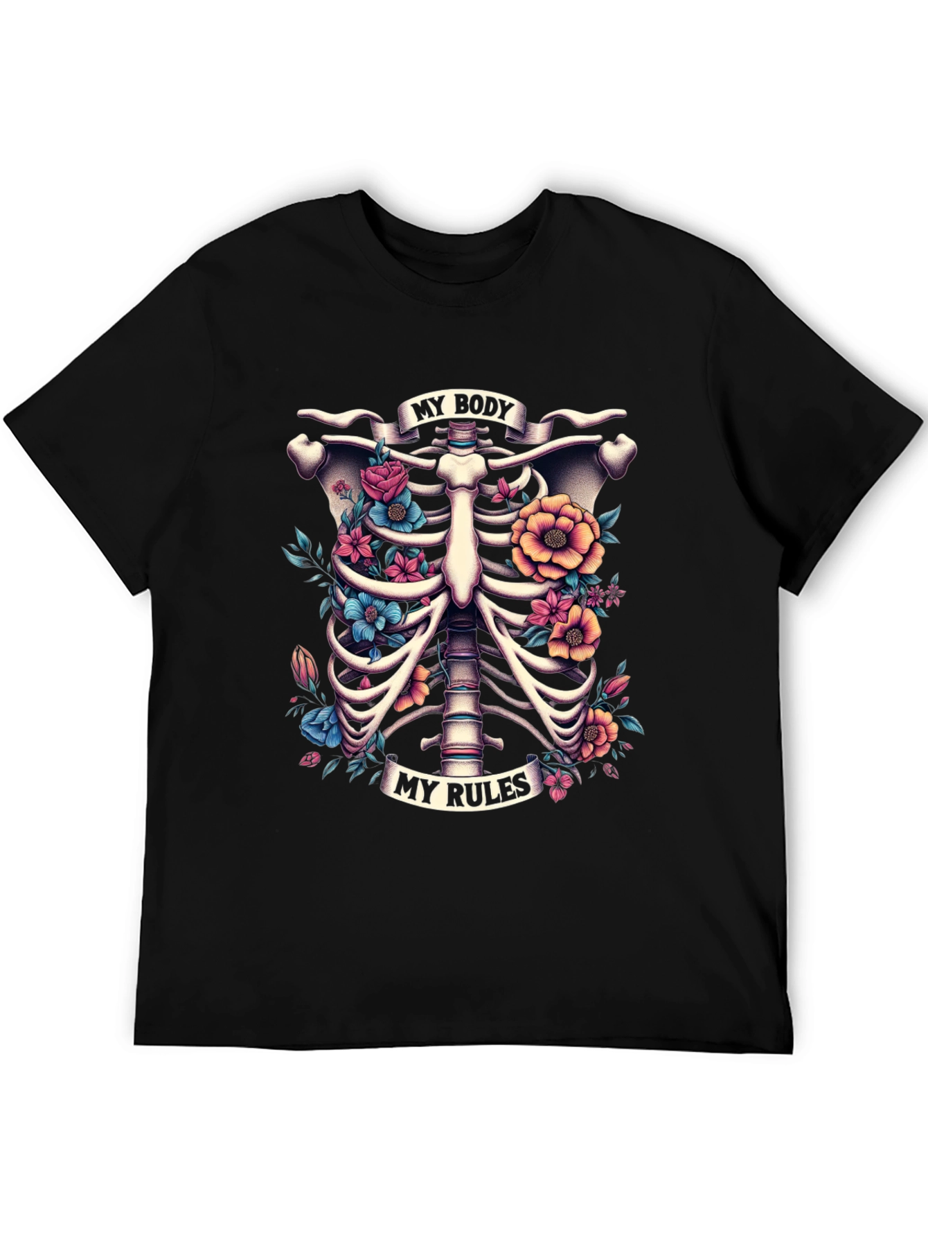 Floral Ribcage T-Shirt: My Body My Rules
