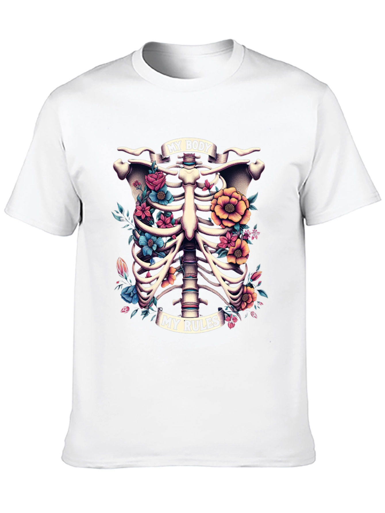 Floral Ribcage T-Shirt: My Body My Rules