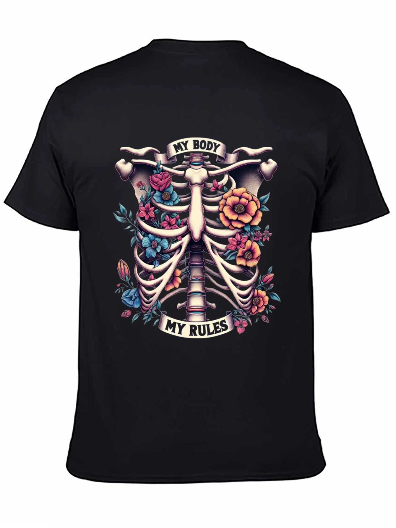 Floral Ribcage T-Shirt: My Body My Rules