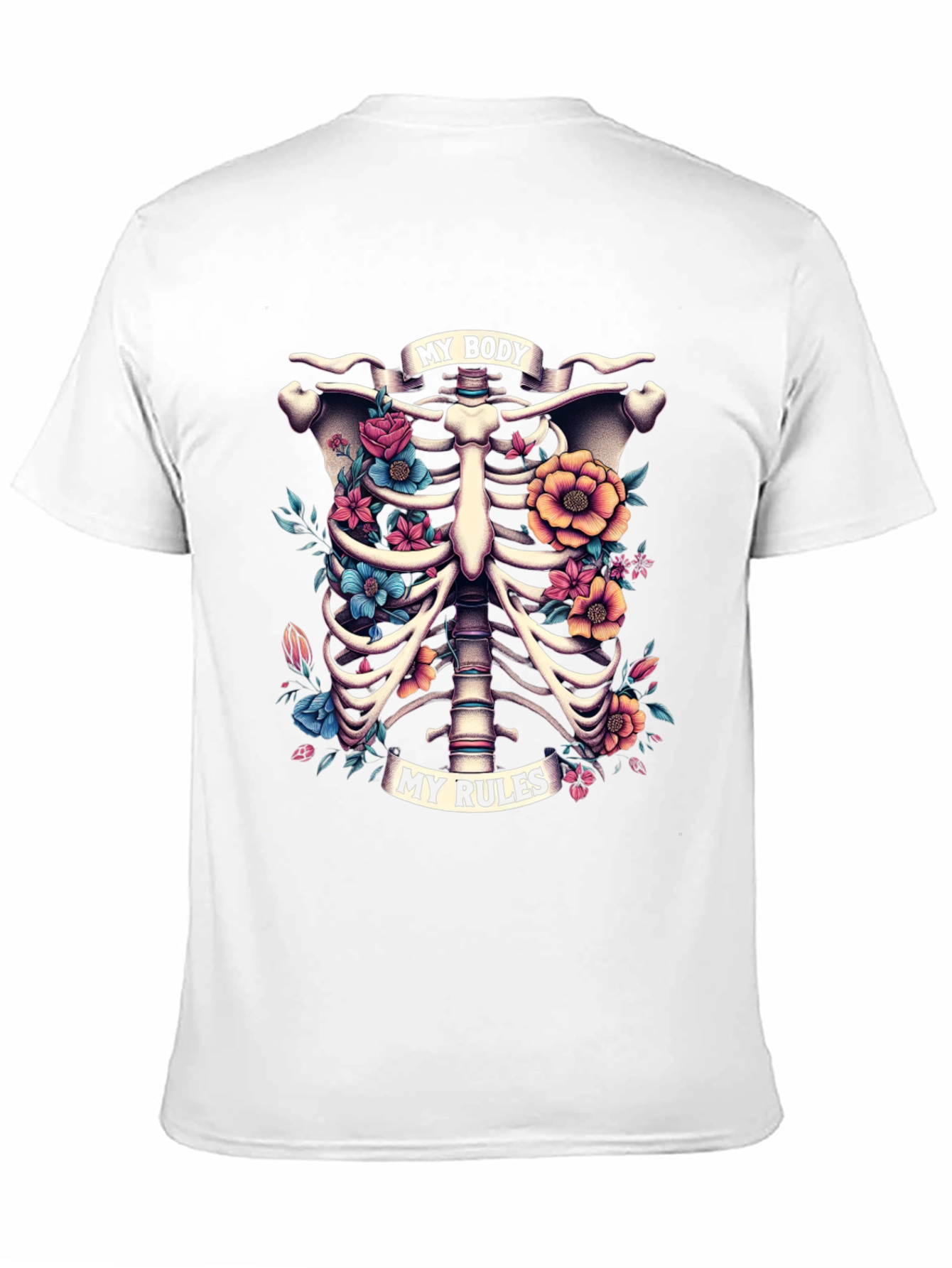 Floral Ribcage T-Shirt: My Body My Rules