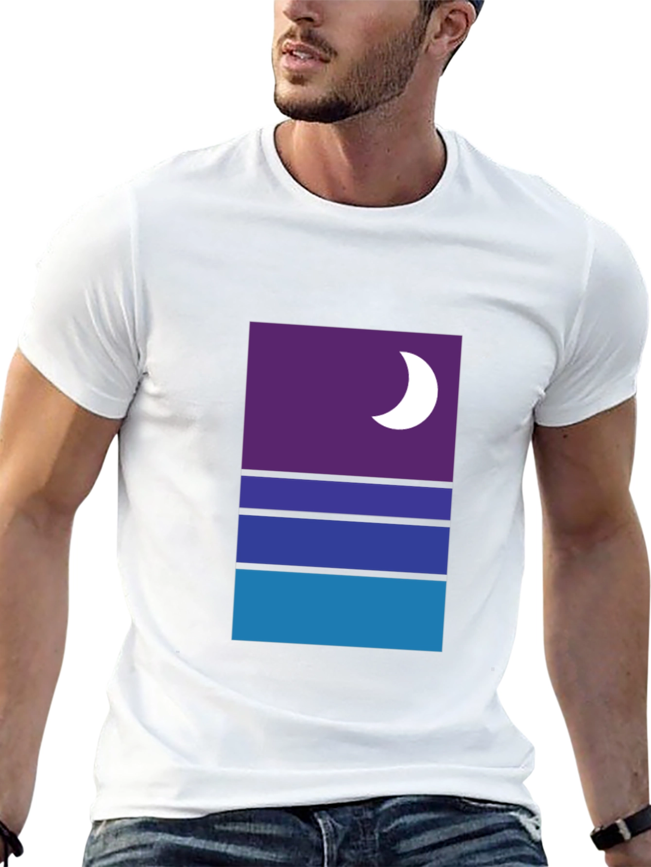 Modern Nightscape Graphic Tee - Black Cotton Blend