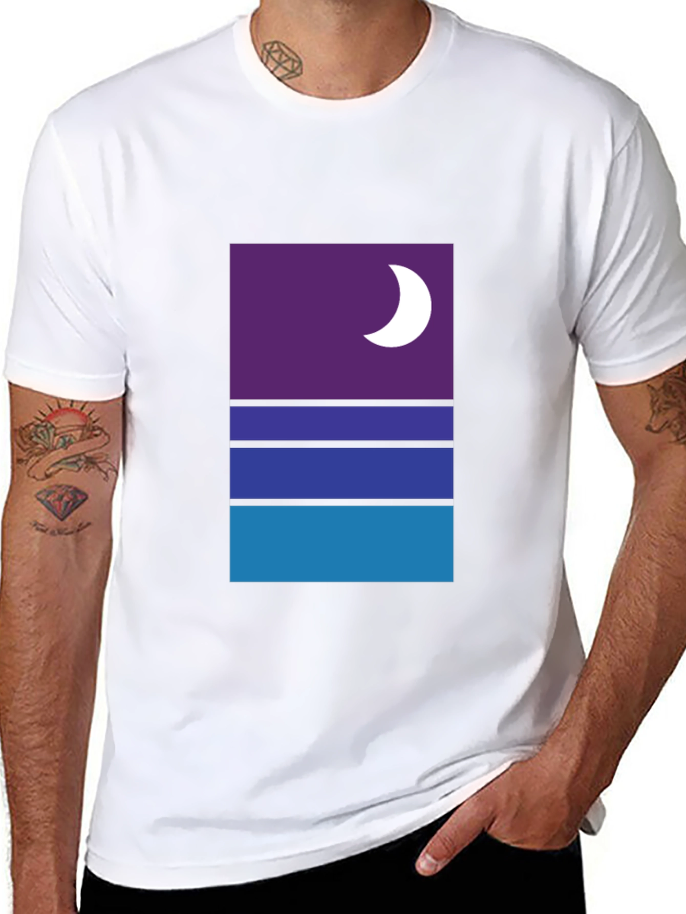 Modern Nightscape Graphic Tee - Black Cotton Blend