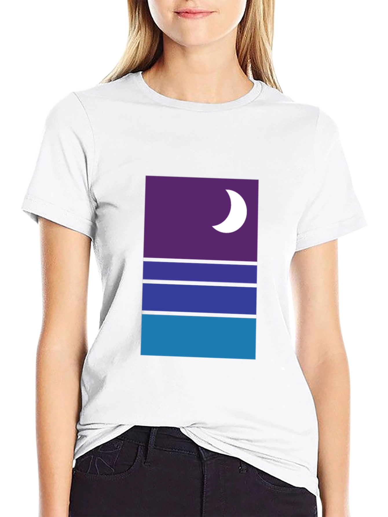 Modern Nightscape Graphic Tee - Black Cotton Blend