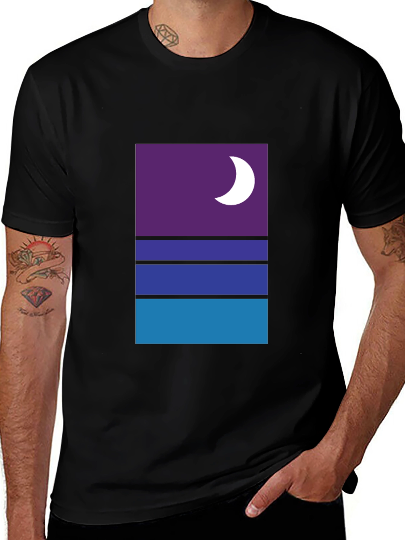 Modern Nightscape Graphic Tee - Black Cotton Blend