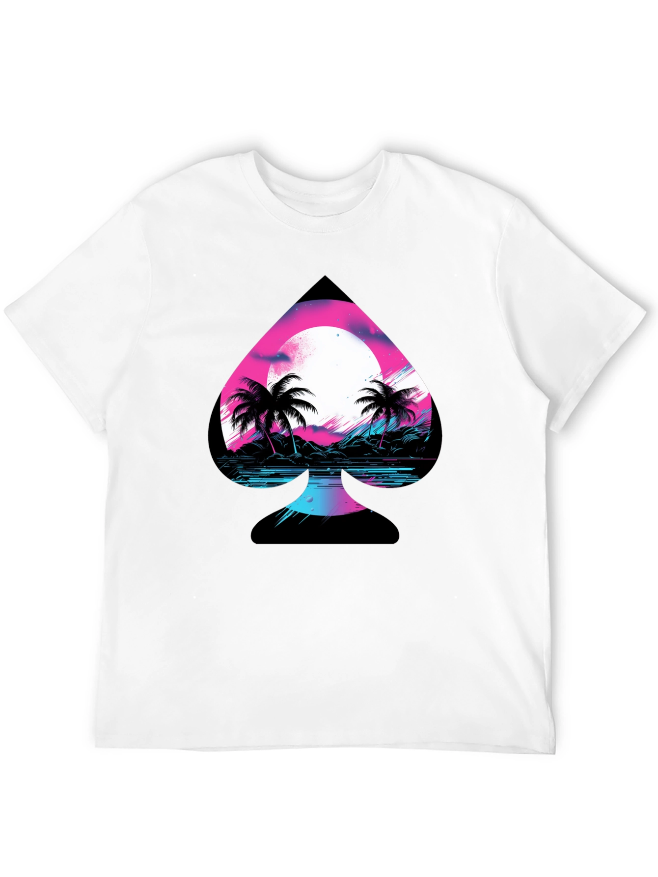 Retro Spade Graphic T-Shirt - Vaporwave Beach Design
