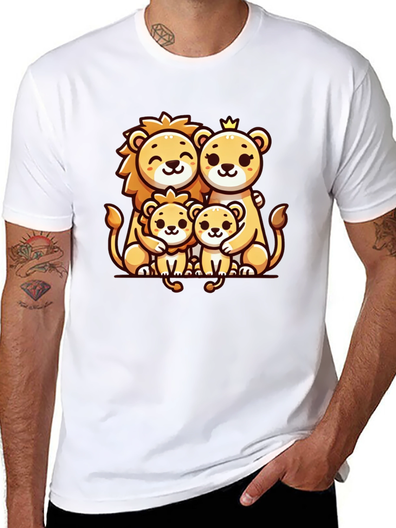 Lion Family Graphic Tee - Cute Animal Print