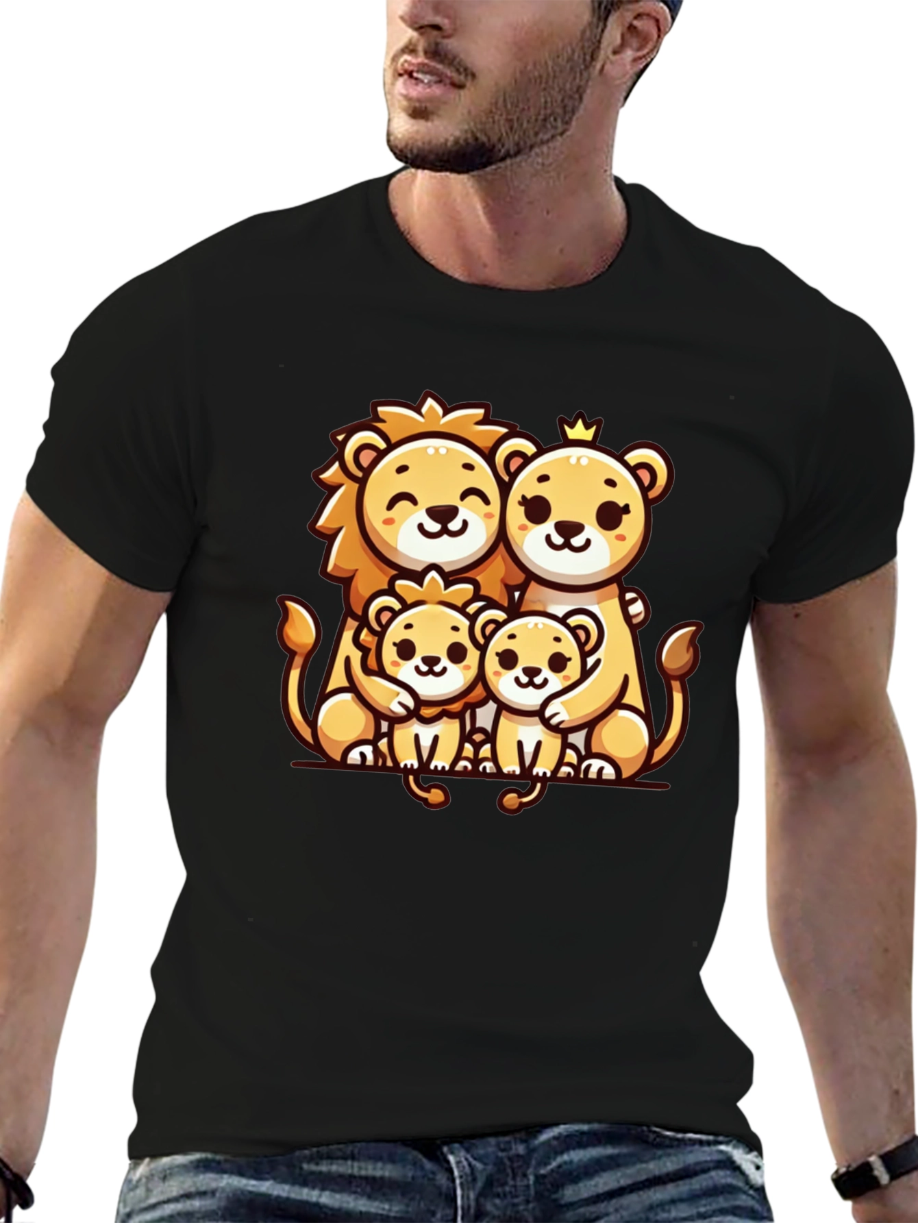 Lion Family Graphic Tee - Cute Animal Print