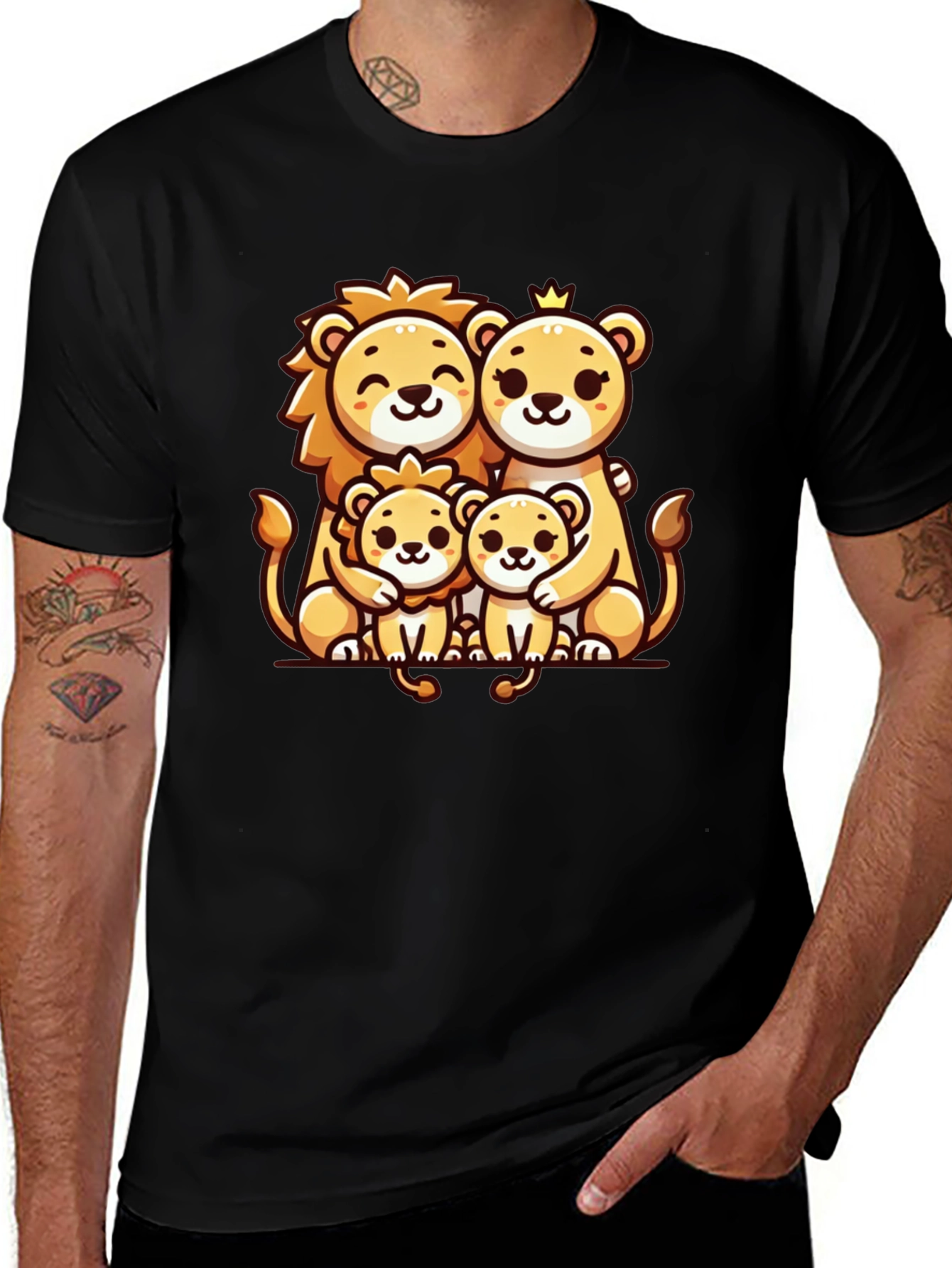 Lion Family Graphic Tee - Cute Animal Print