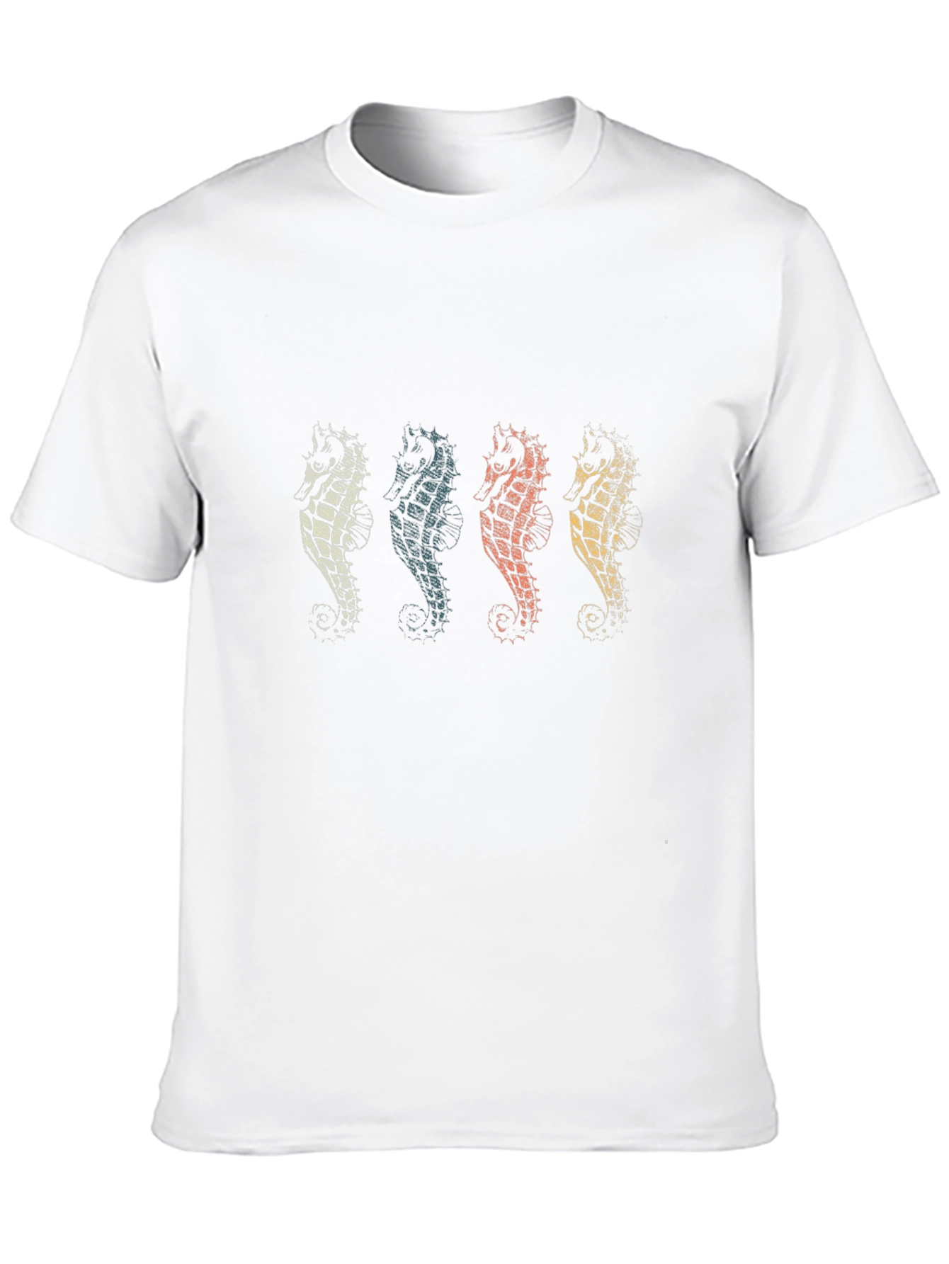 Retro Seahorse Graphic Tee - Black Cotton T-Shirt