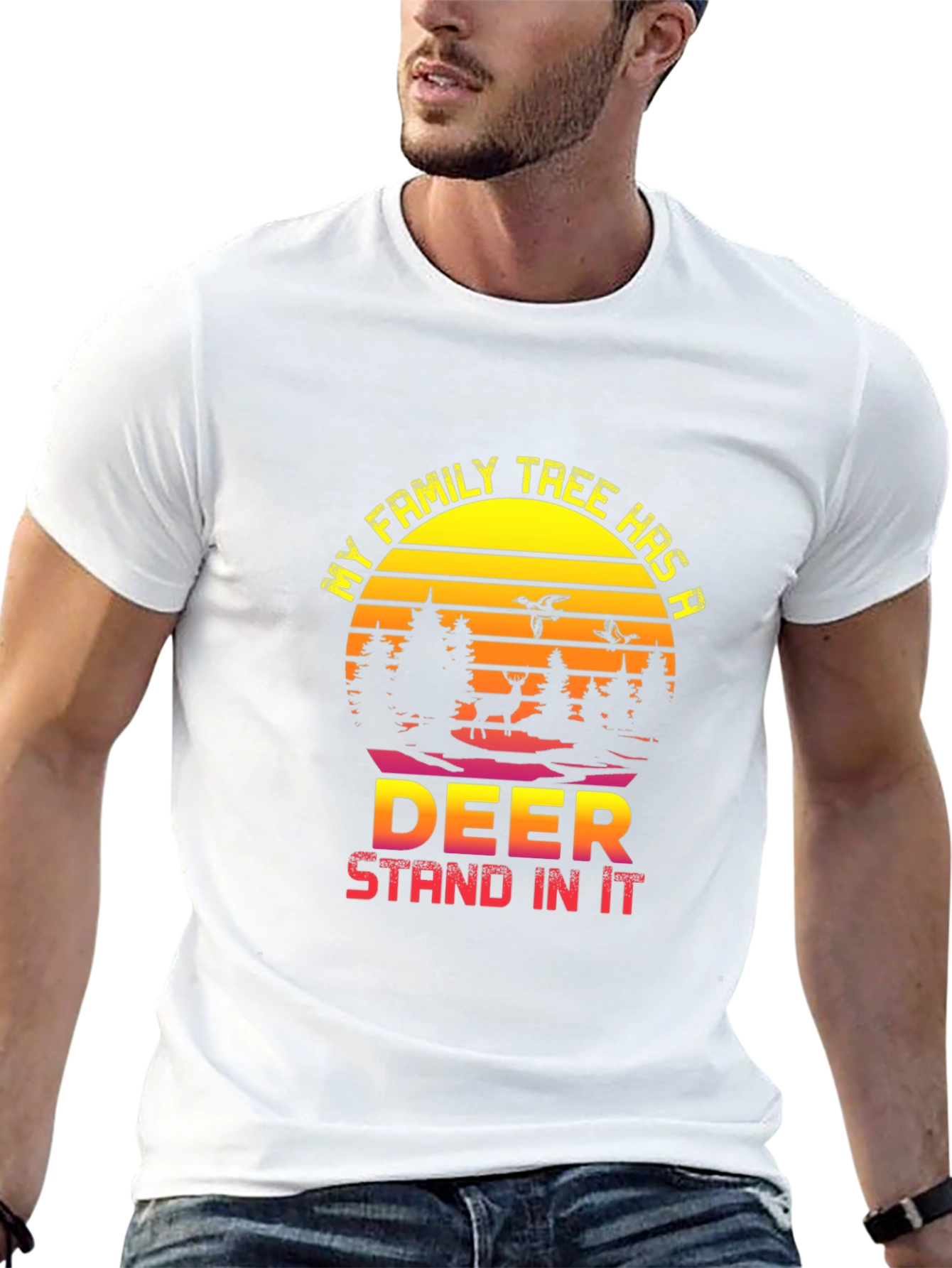 Deer Family Tree Graphic T-Shirt
