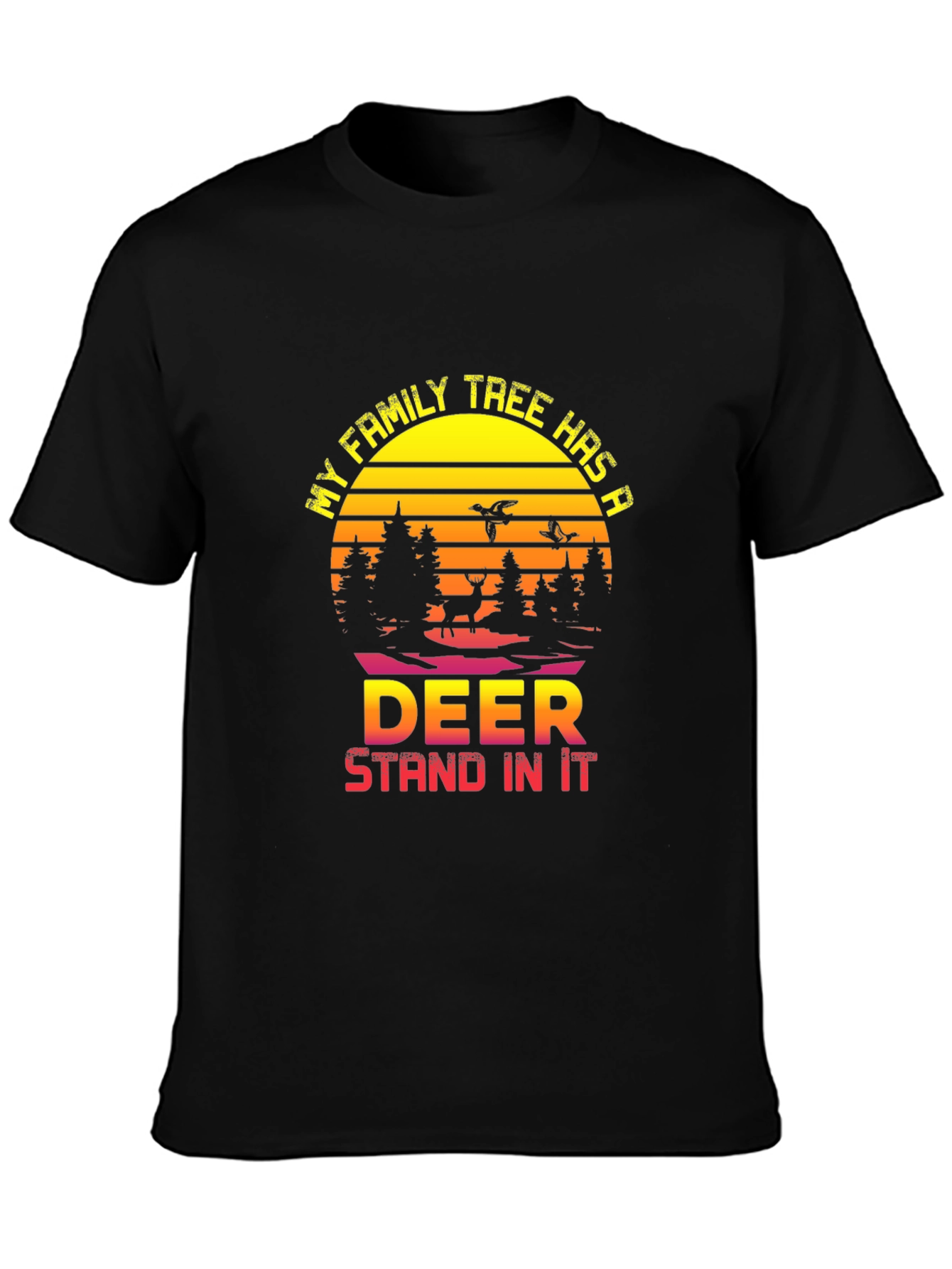 Deer Family Tree Graphic T-Shirt