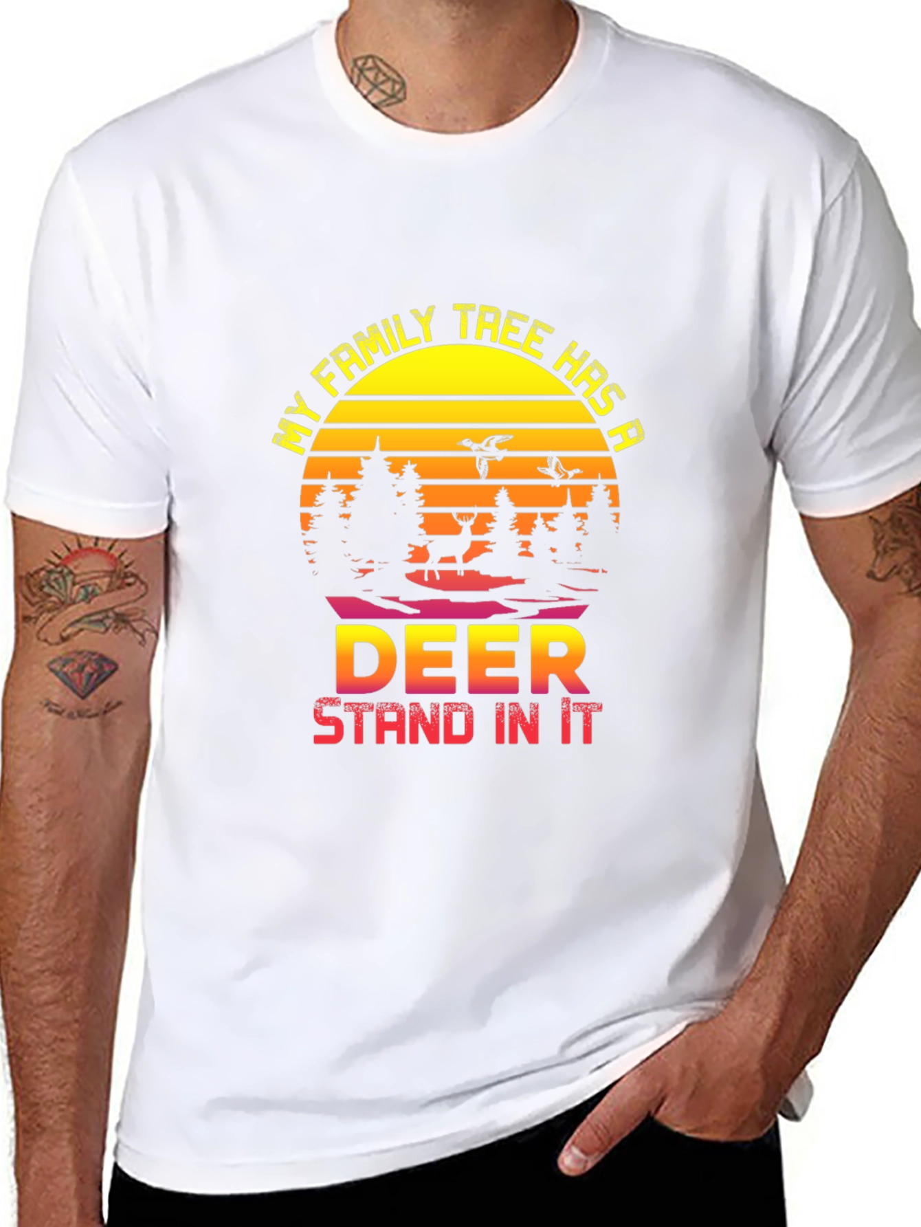 Deer Family Tree Graphic T-Shirt