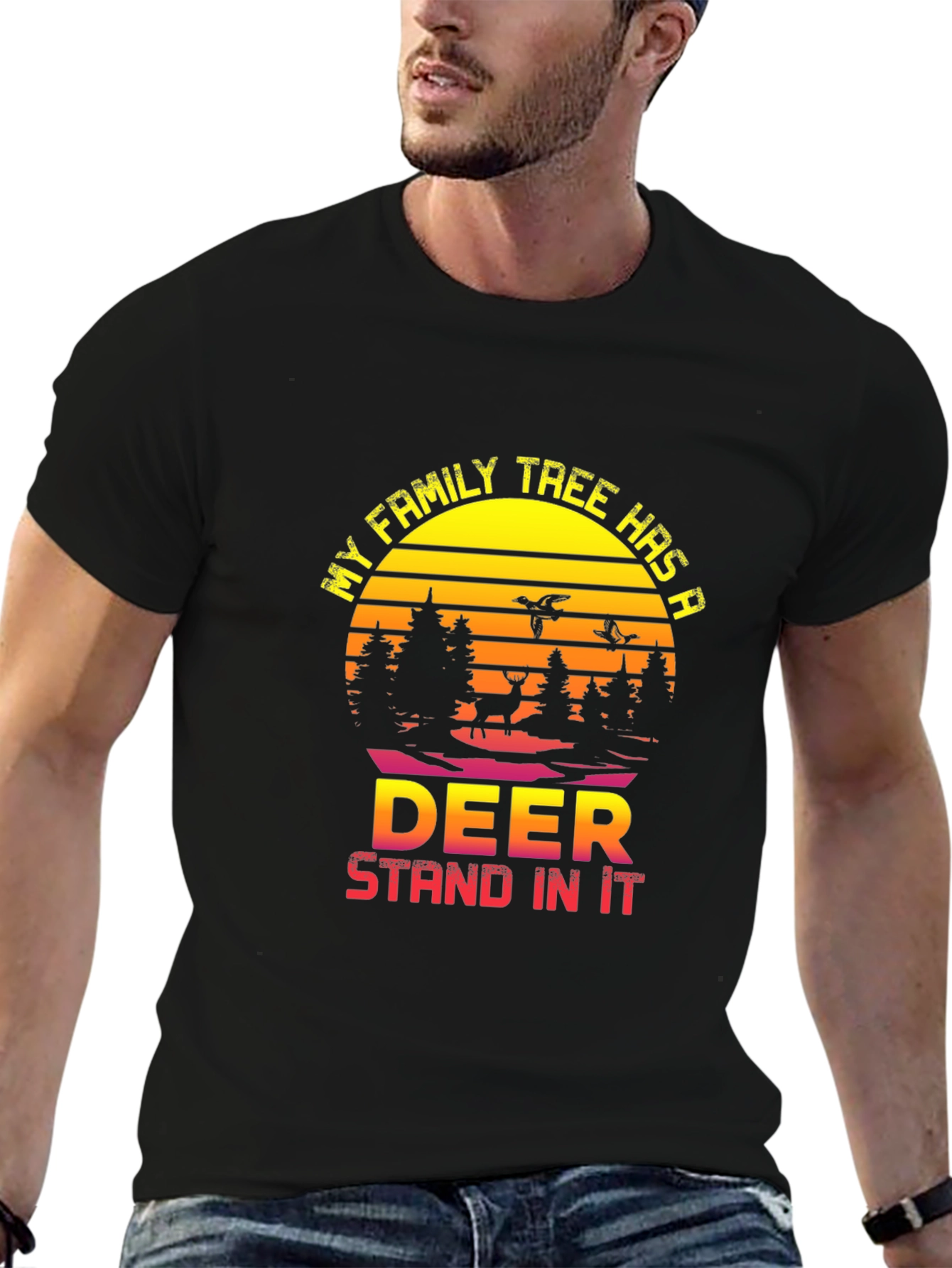 Deer Family Tree Graphic T-Shirt
