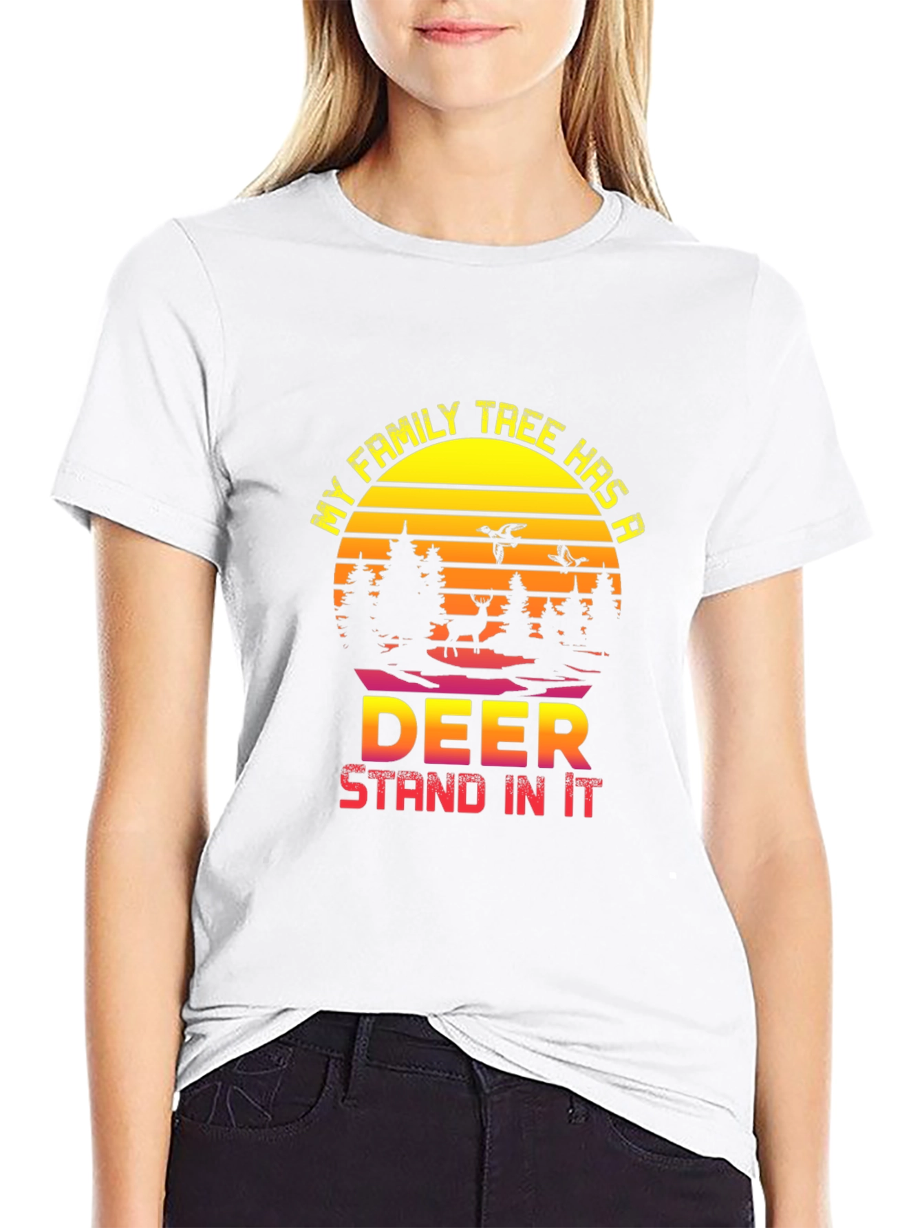 Deer Family Tree Graphic T-Shirt